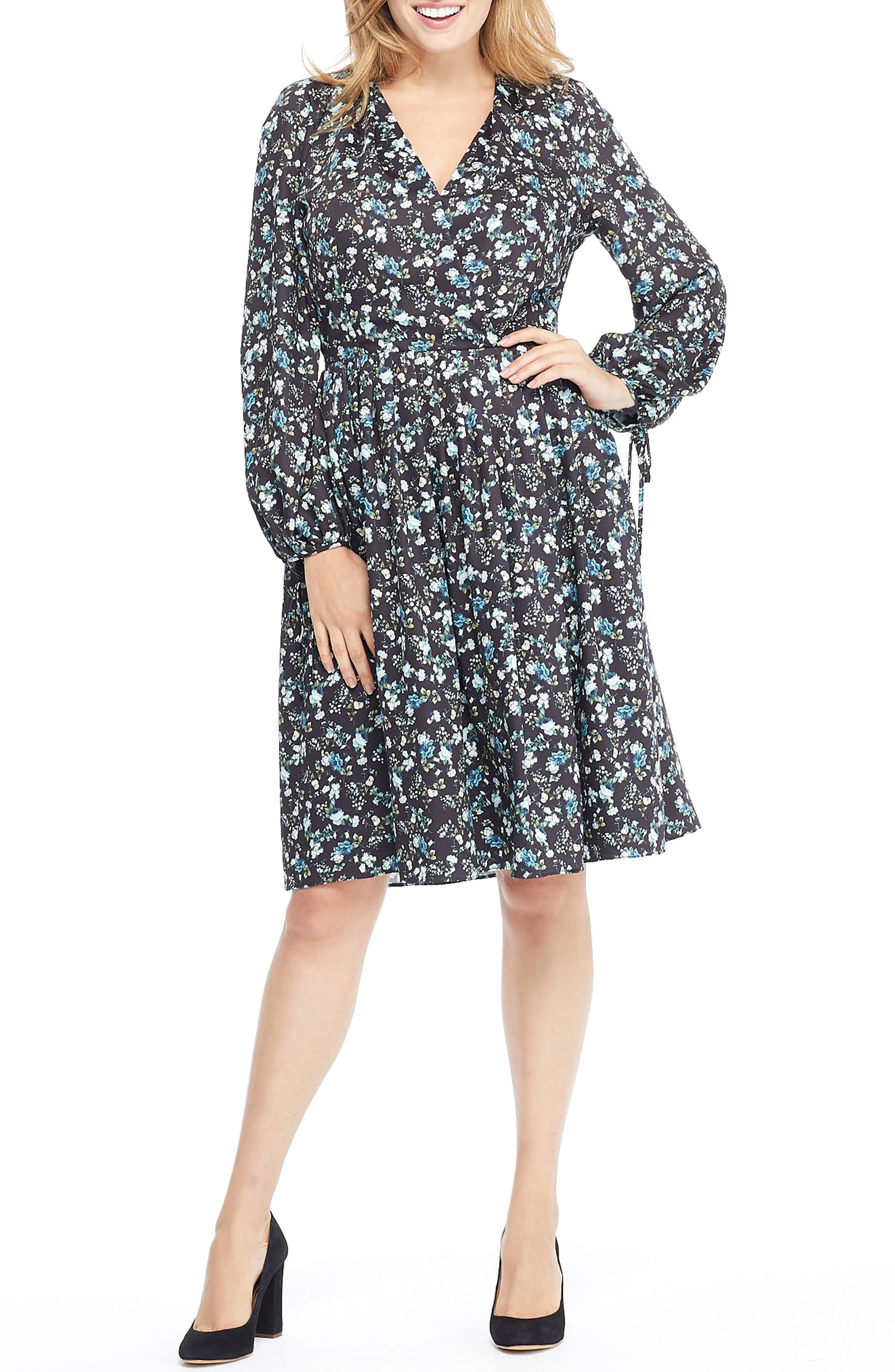 Gal Meets Glam Collection Hope Satinique Tie Cuff Dress, Grey