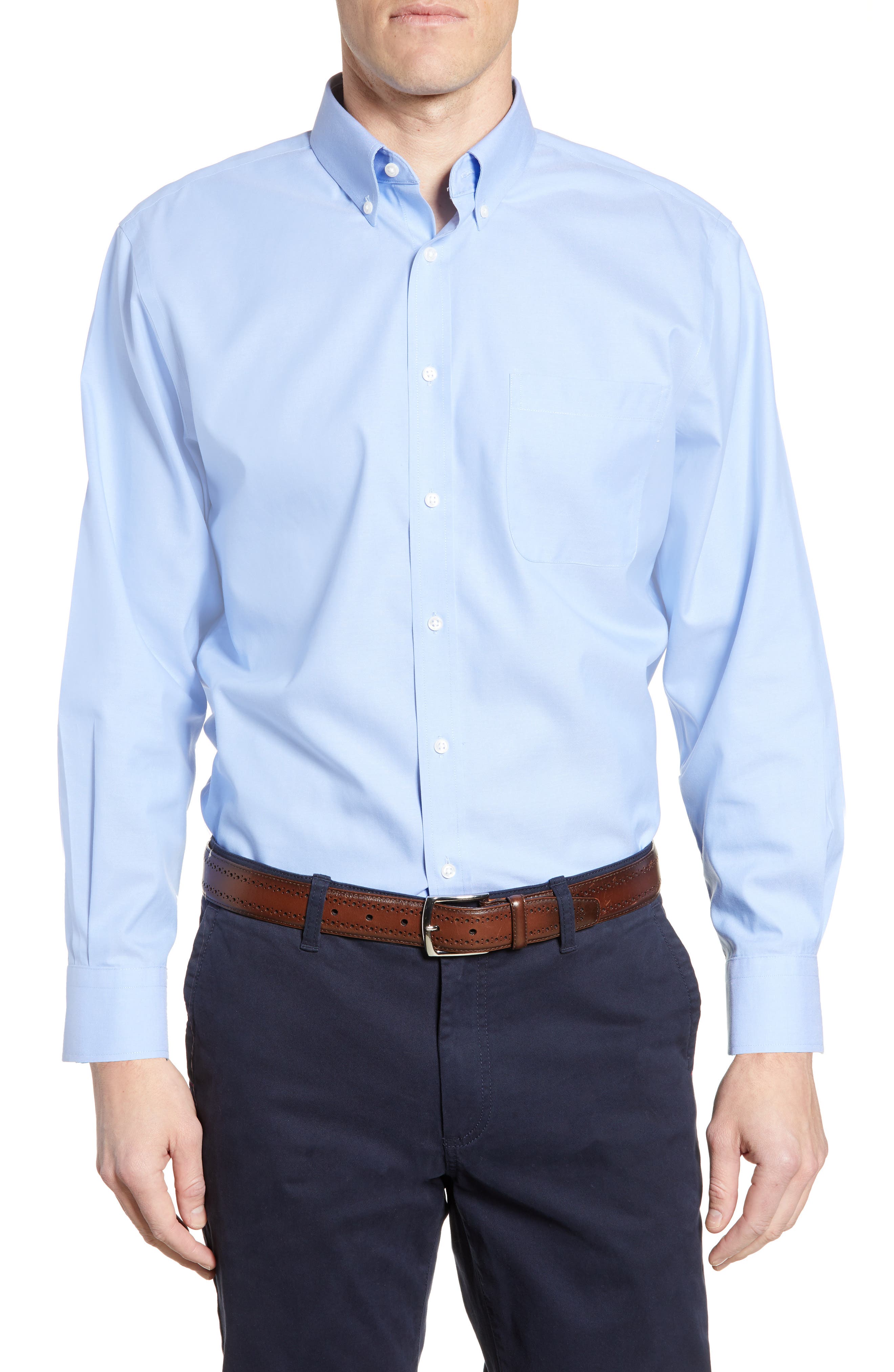 Nordstrom Shop Smartcare(TM) Traditional Fit Pinpoint Dress Shirt - Blue