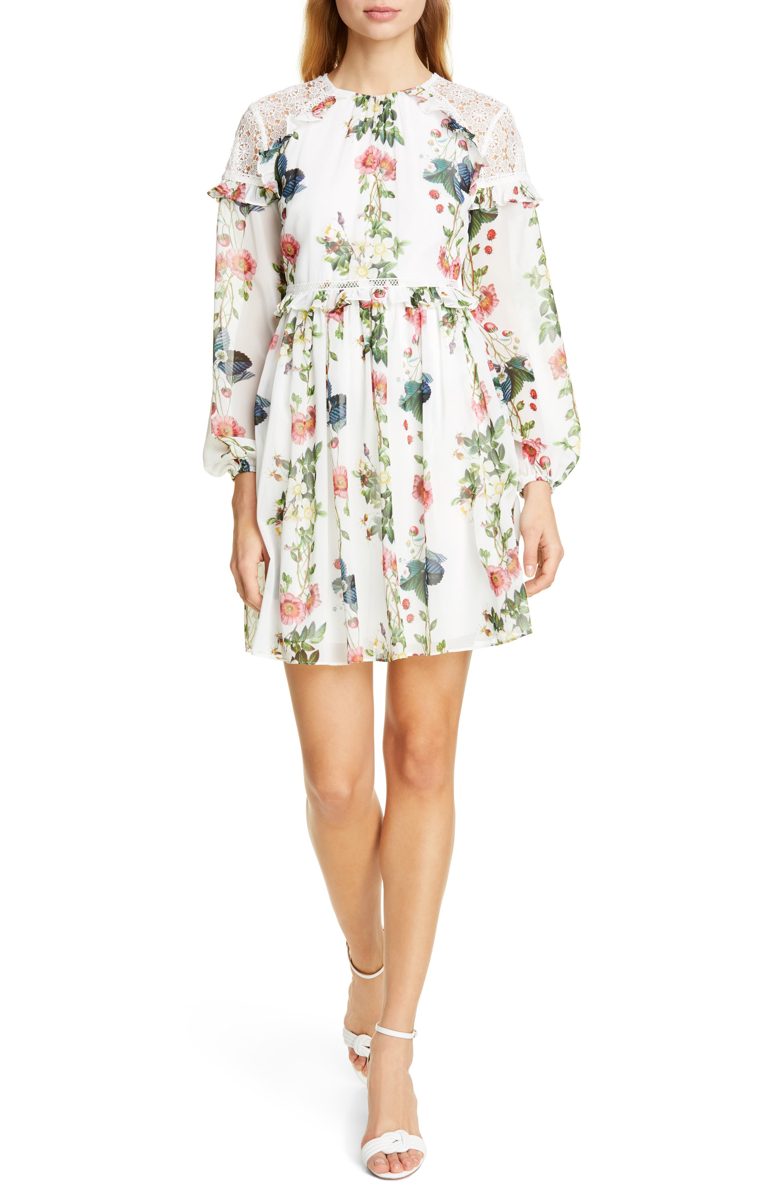 Ted Baker London Maryam Oracle Long Sleeve Dress, White