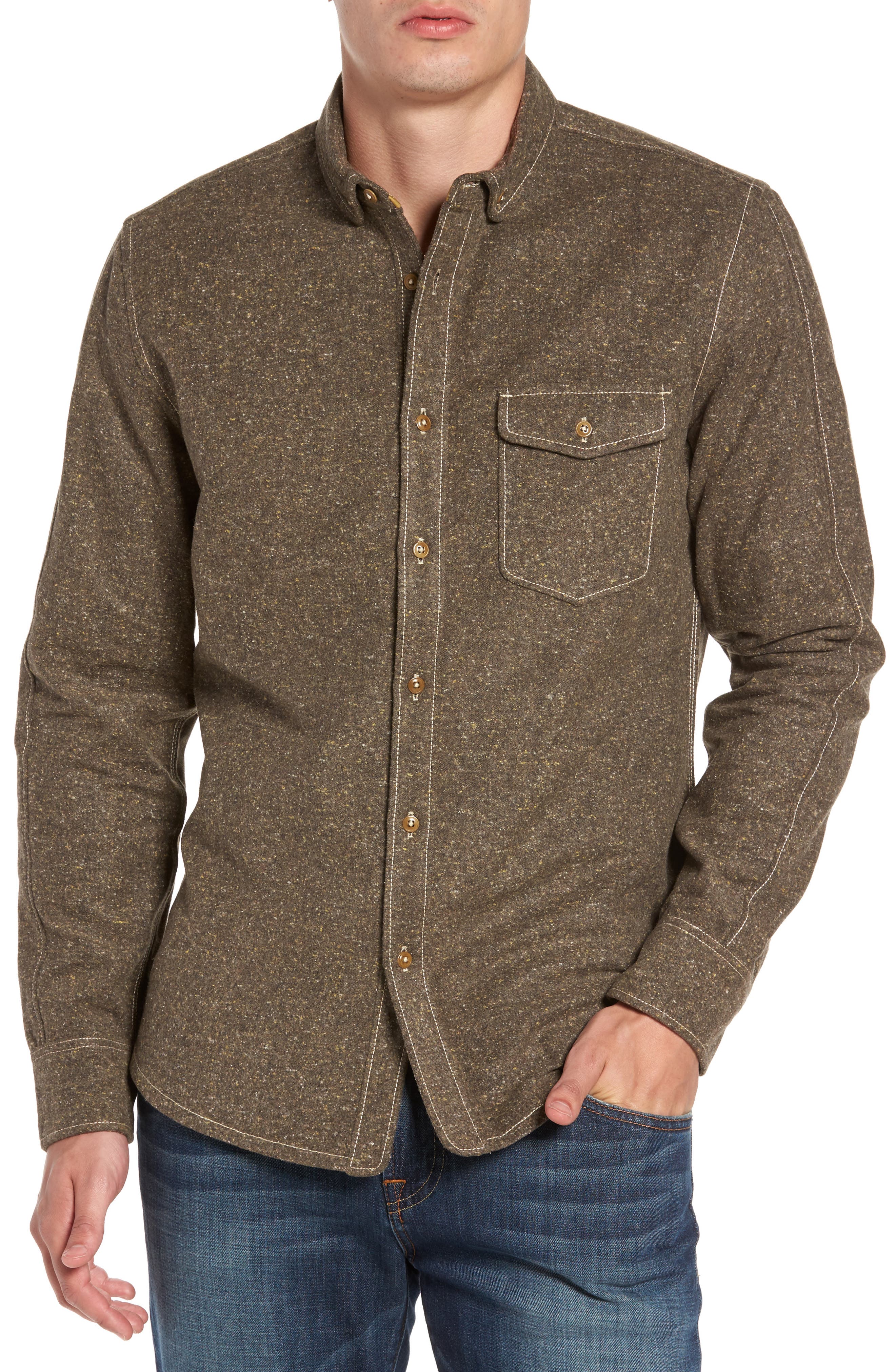 Jeremiah Utah Nep Heather Flannel Shirt, Brown
