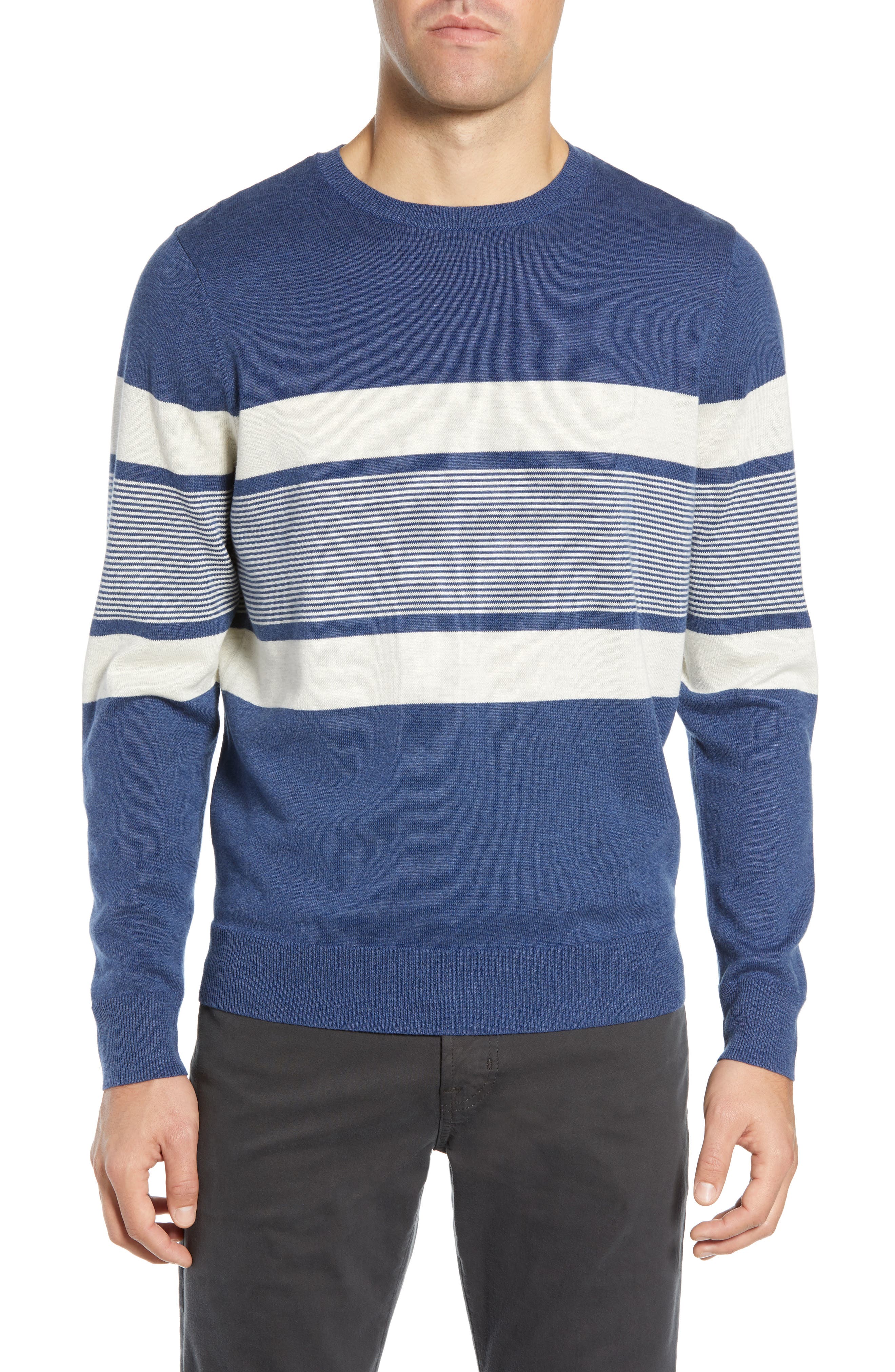 Nordstrom Shop Stripe Crewneck Sweater, Blue