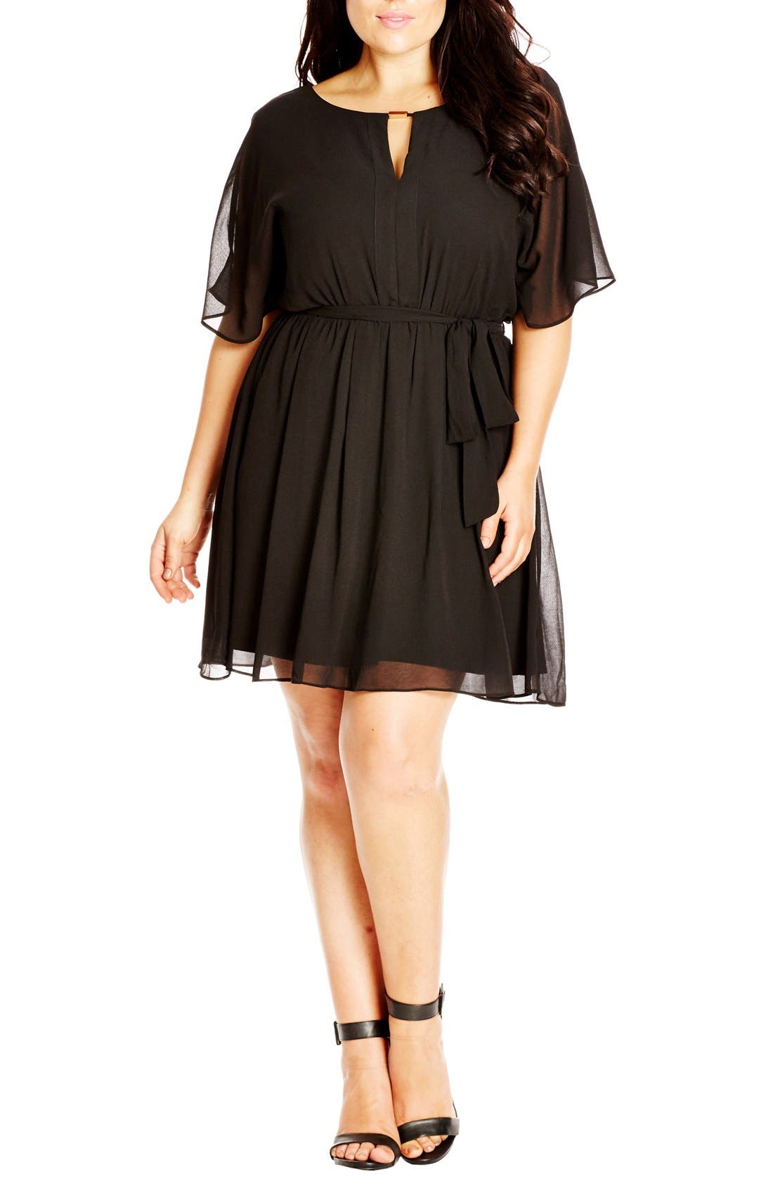 Plus Size City Chic Metal Bar Tunic, Black