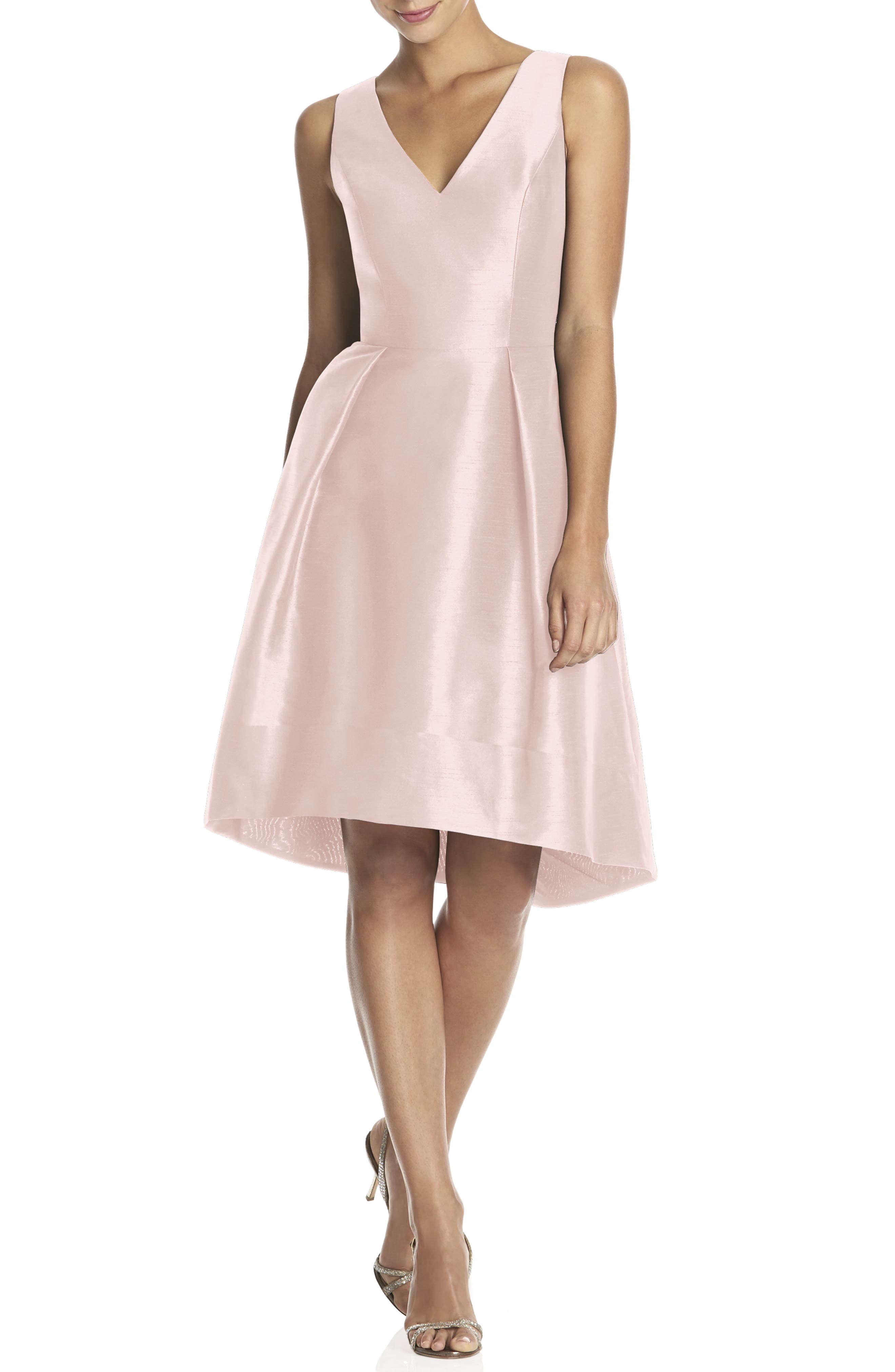 Alfred Sung Satin High/low Fit & Flare Dress, Size - (Online Only)