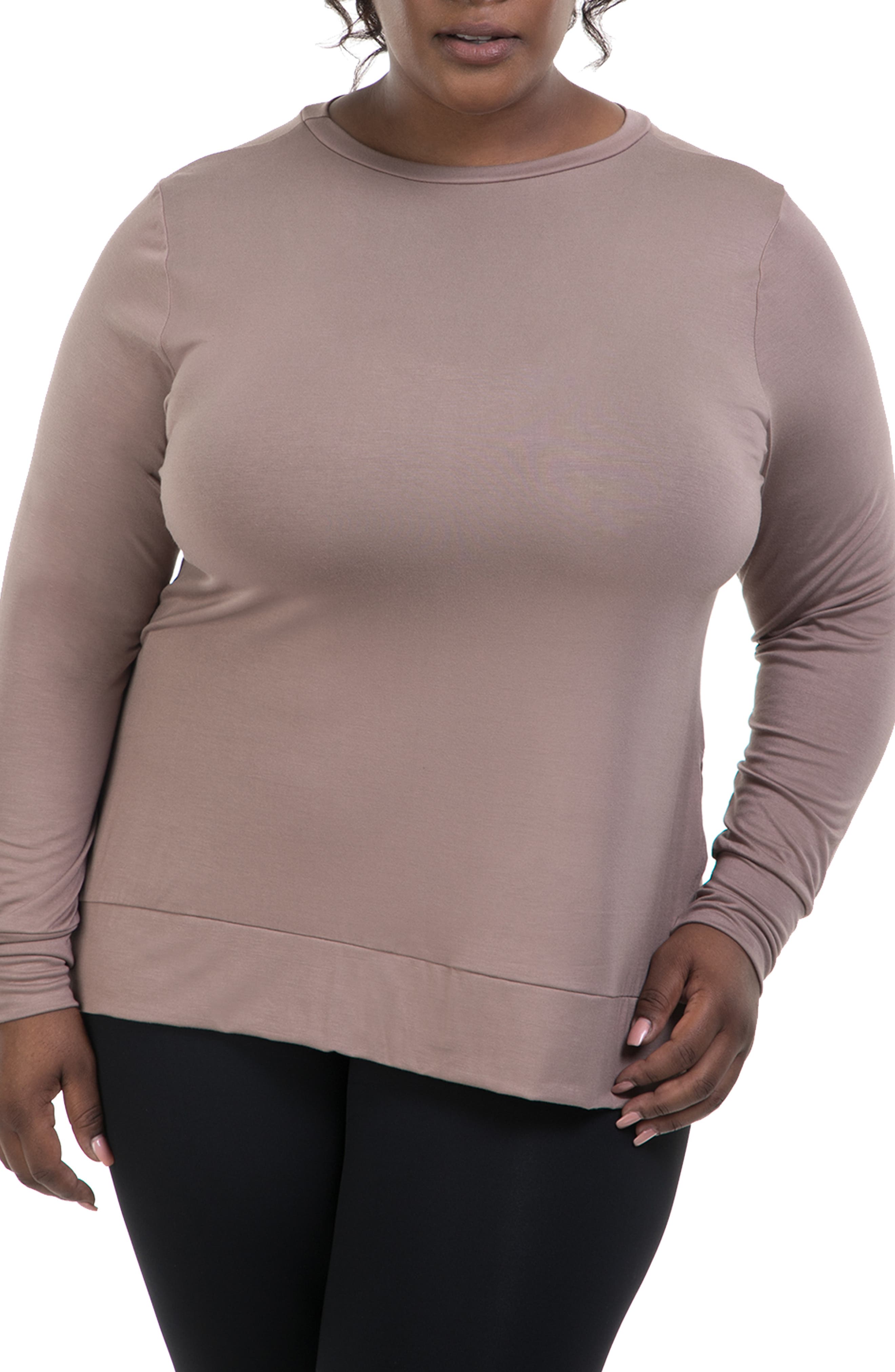 Plus Size Lola Getts Side Slit Tee, Beige