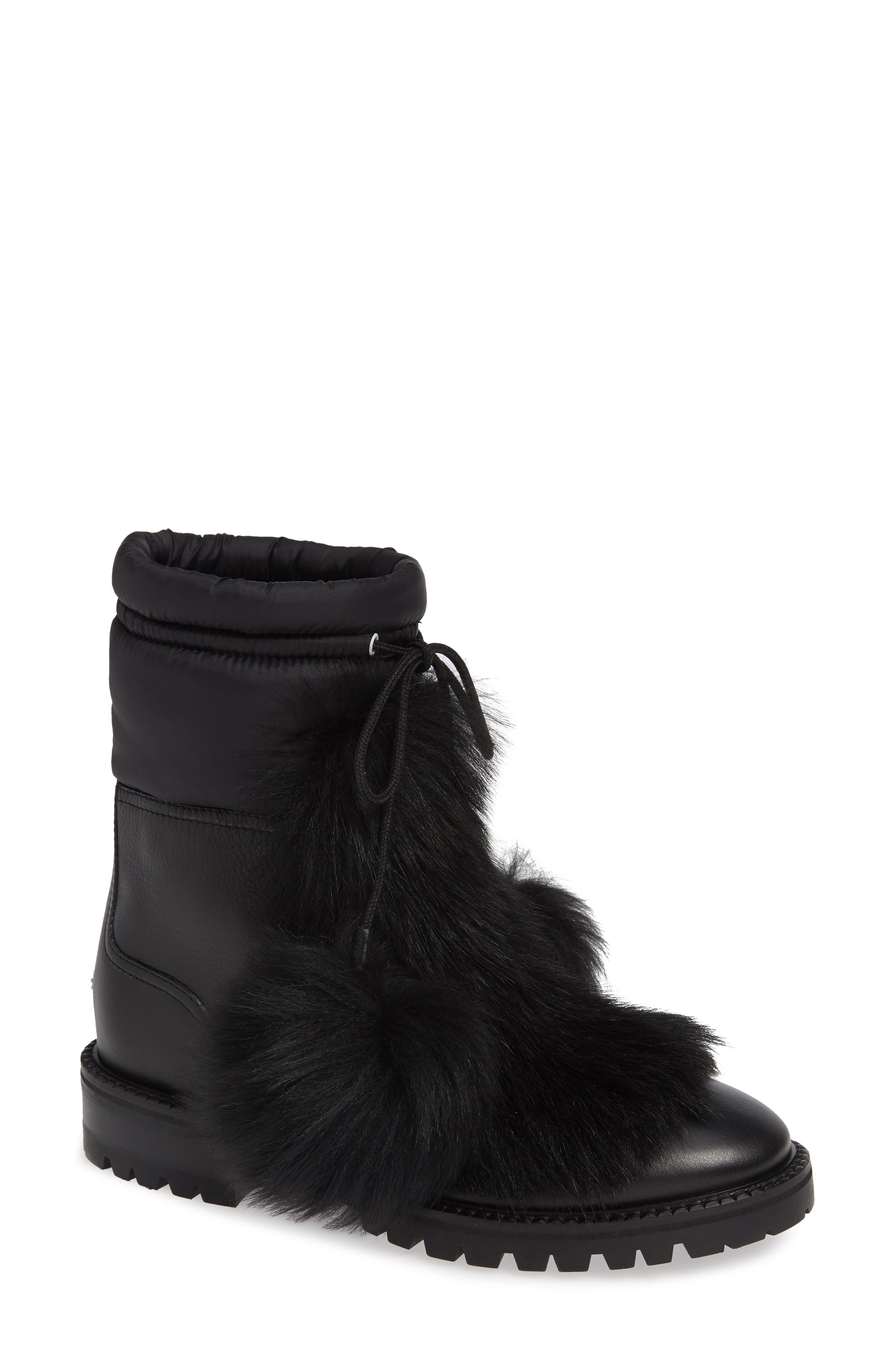 Jimmy Choo Glacie Genuine Shearling Bootie, Black