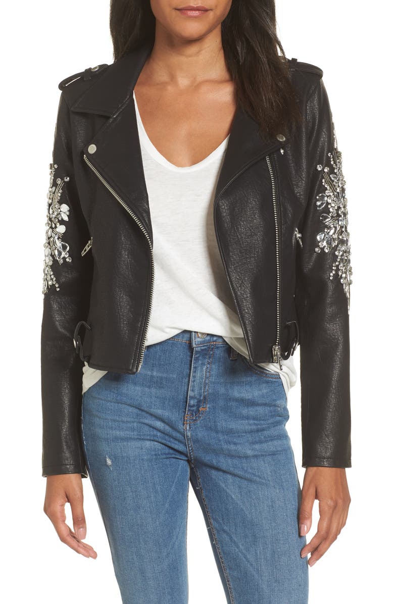 BLANKNYC Embellished Faux Leather Moto Jacket | Nordstrom