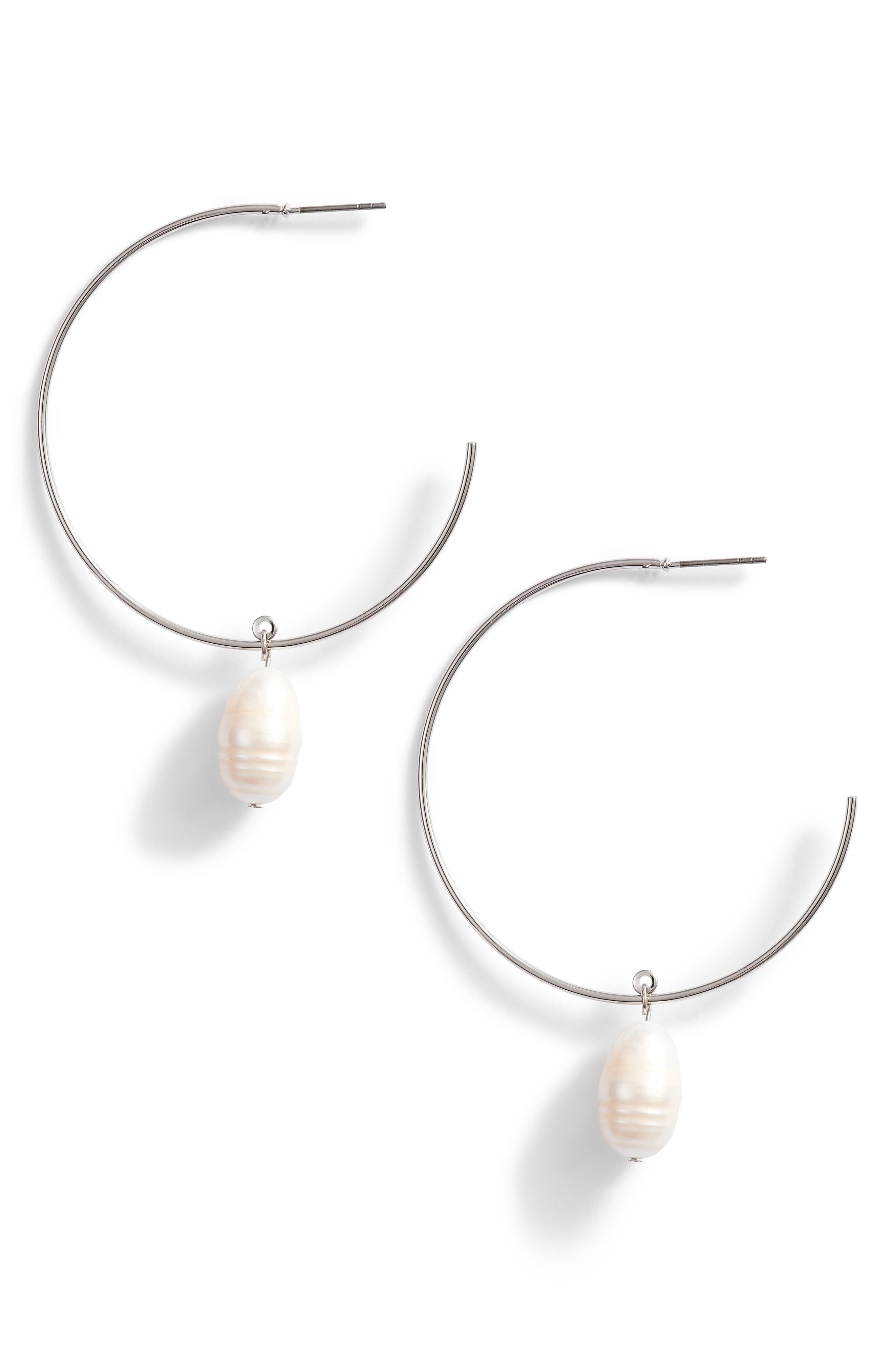 Something Navy Pearl Drop Hoop Earrings (Nordstrom Exclusive) | Nordstrom
