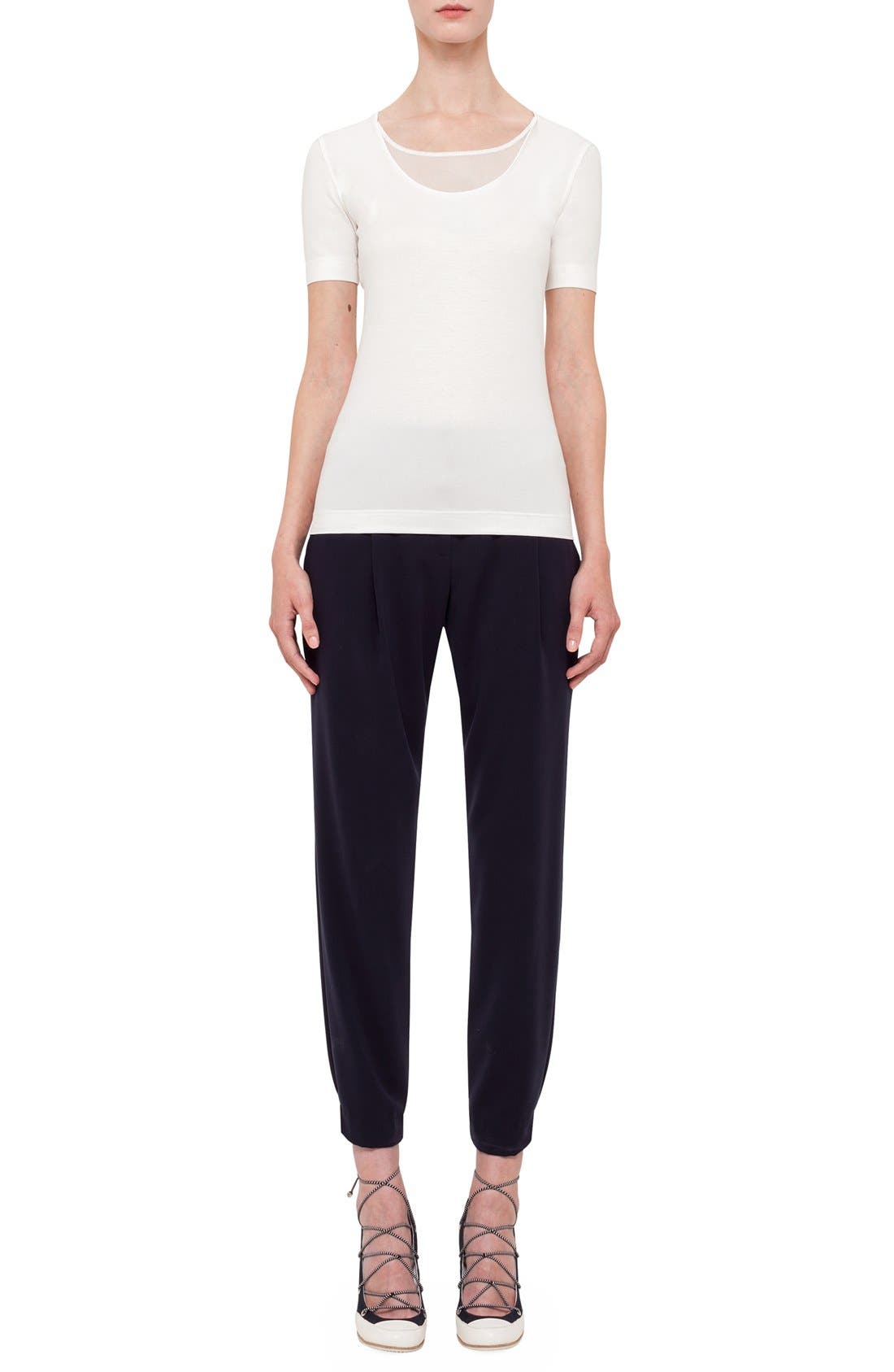 Akris Punto Mesh Inset Scoop Neck Tee
