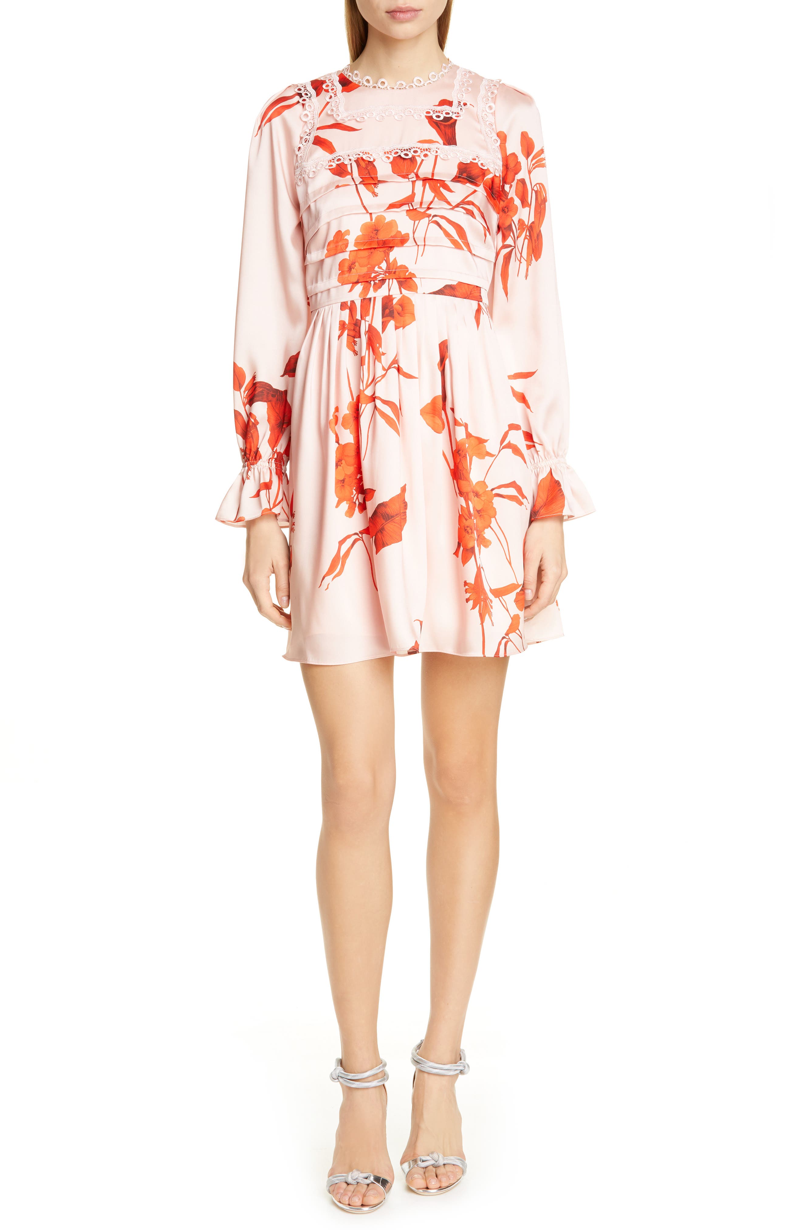 Ted Baker London Malaani Fantasia Long Sleeve Minidress, Pink