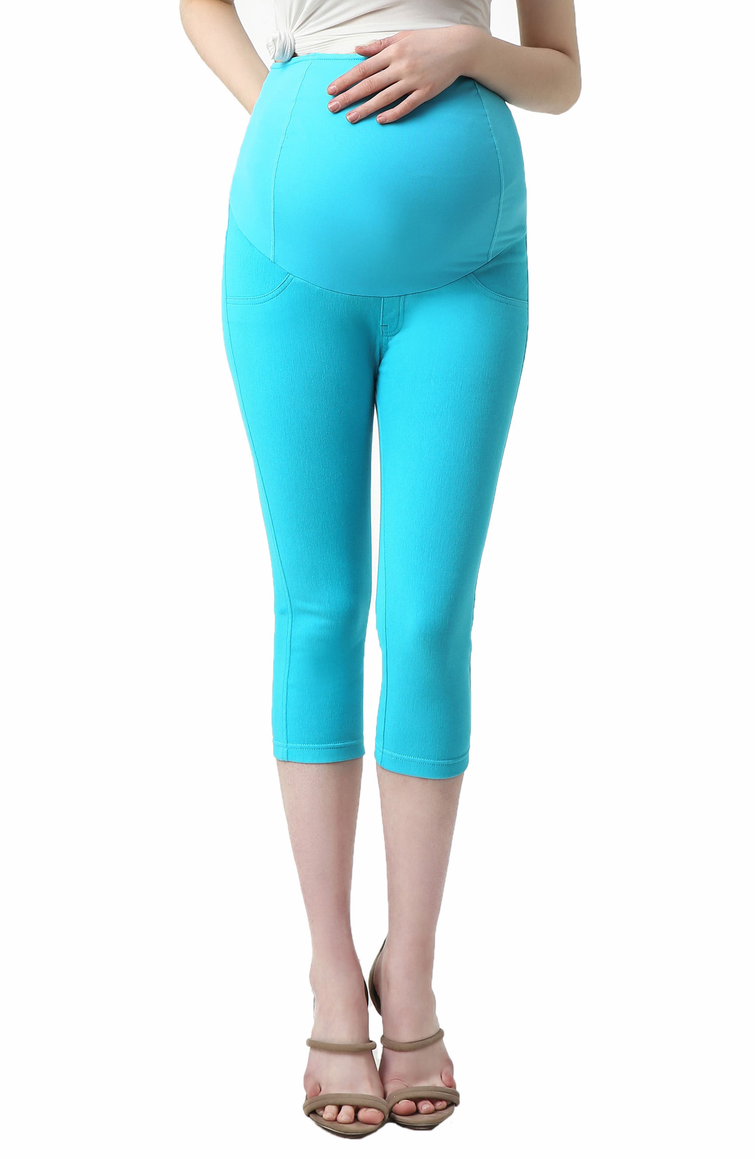Kimi And Kai Melody Capri Denim Maternity Leggings, Blue