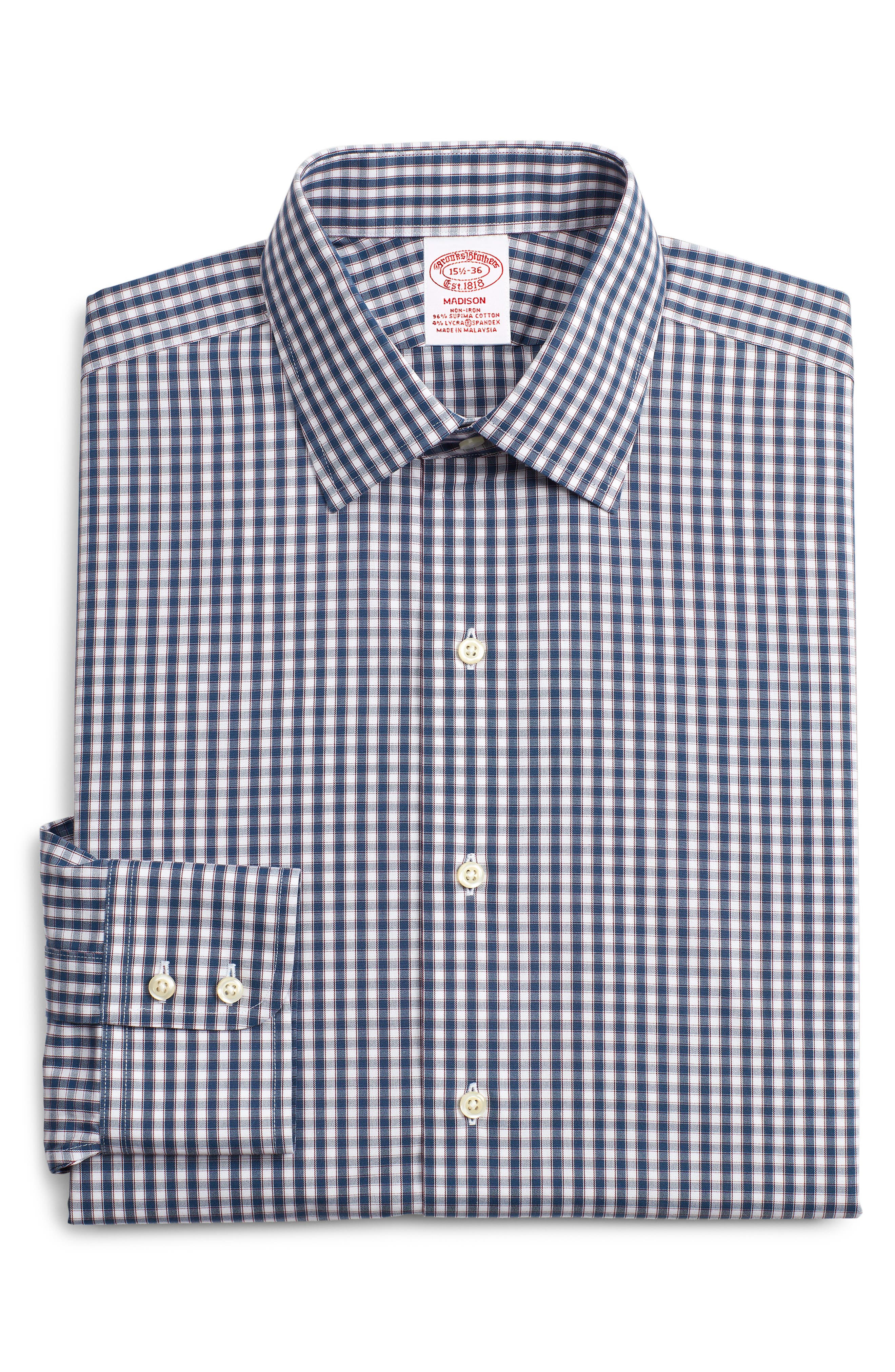 Brooks Brothers Madison Classic Fit Stretch Plaid Dress Shirt