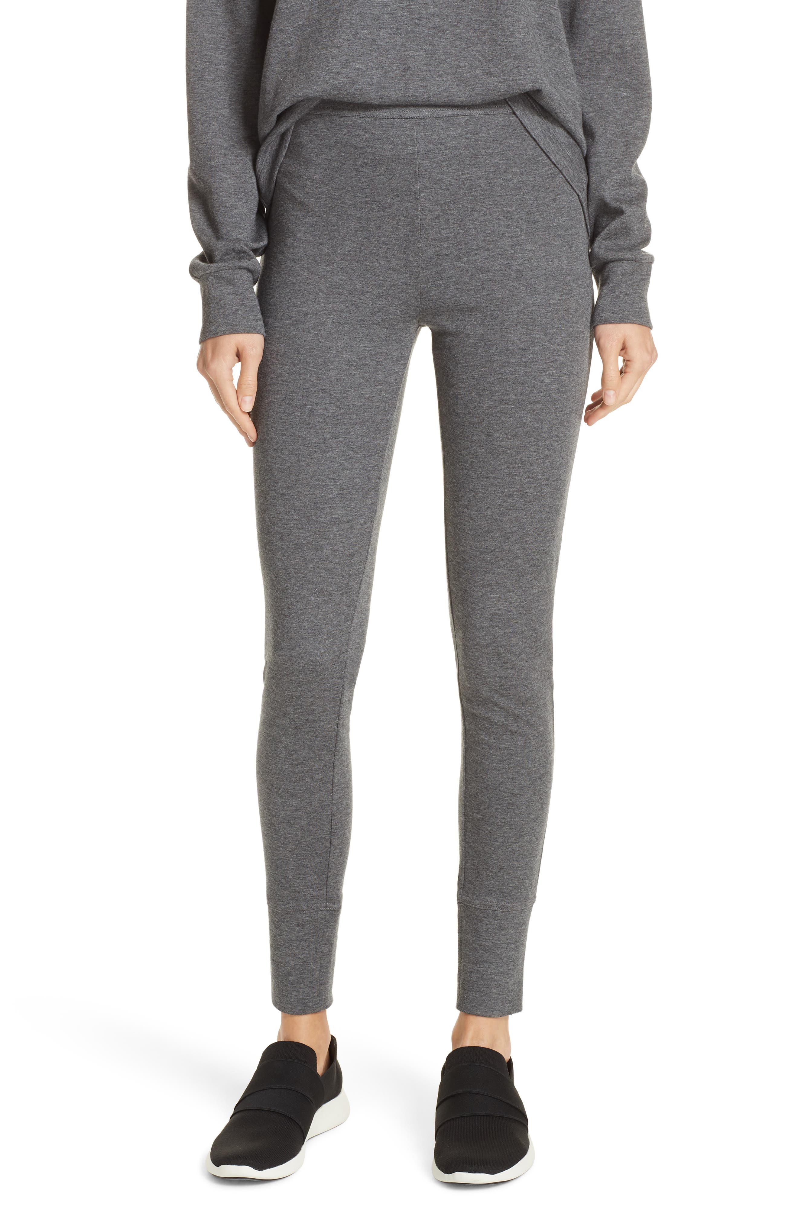 Vince Heathered Cotton Blend Leggings, Grey