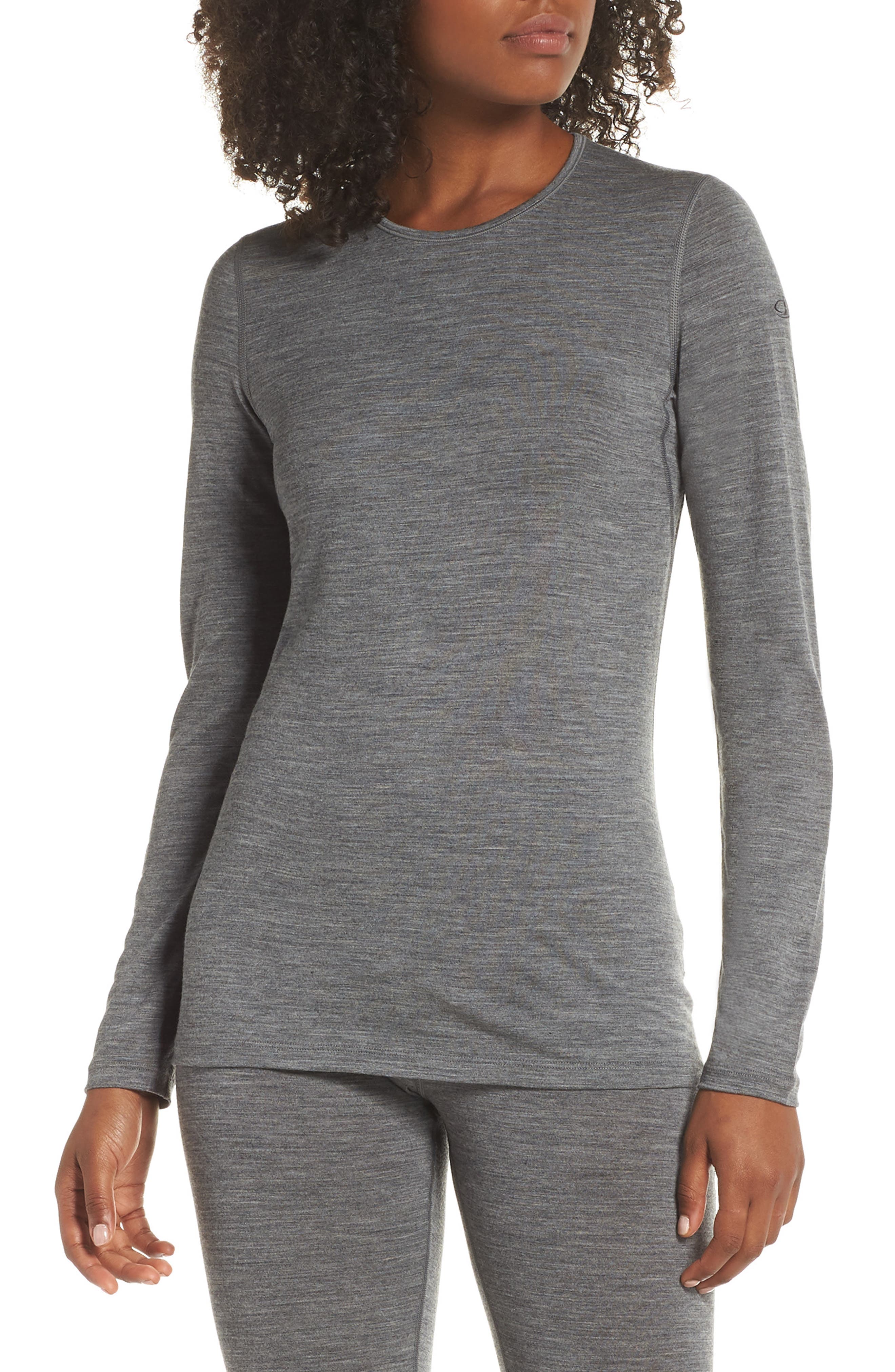 Icebreaker Oasis Long Sleeve Merino Wool Base Layer Tee, Grey