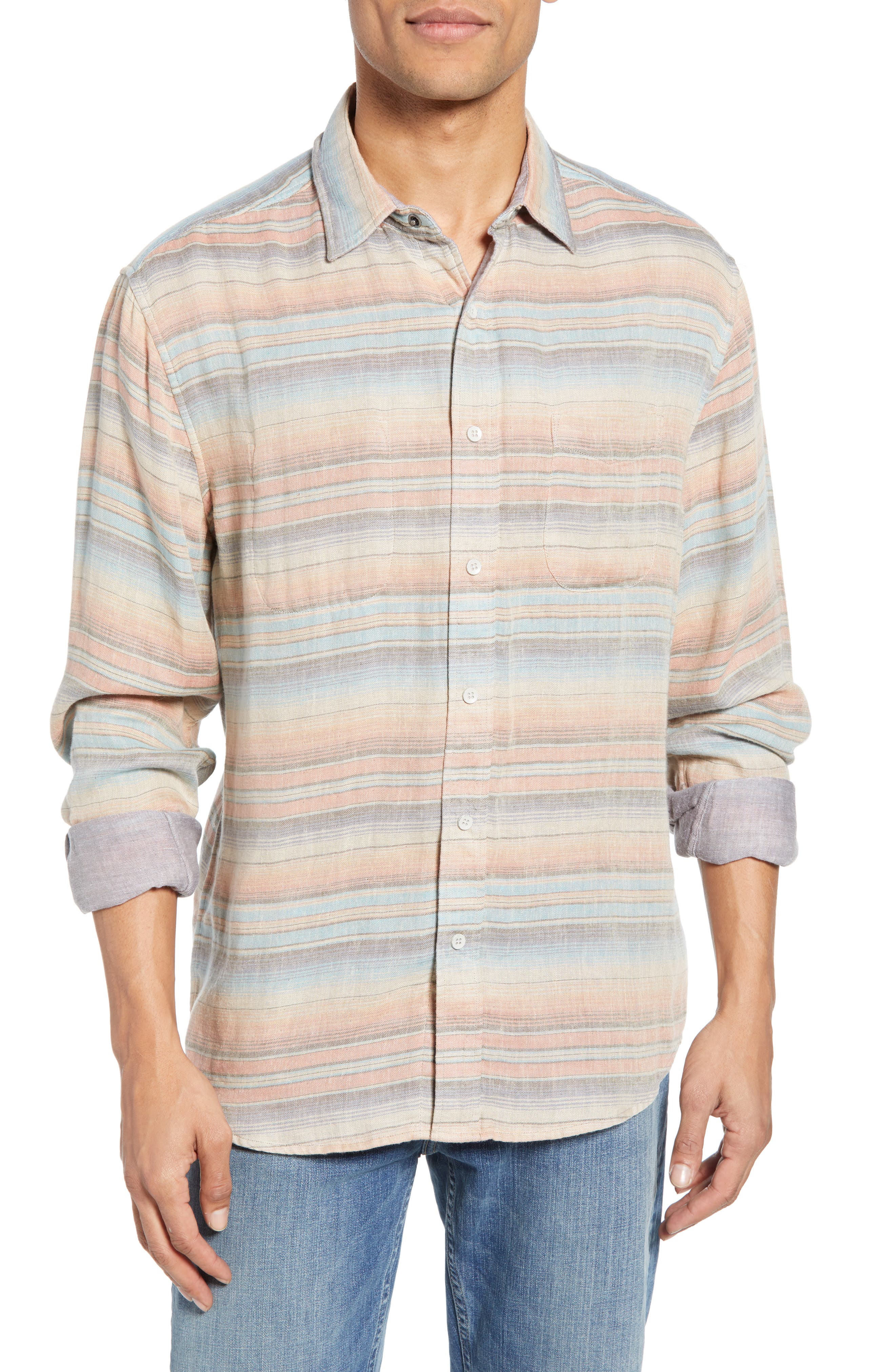 Faherty Belmar Regular Fit Reversible Shirt, Coral