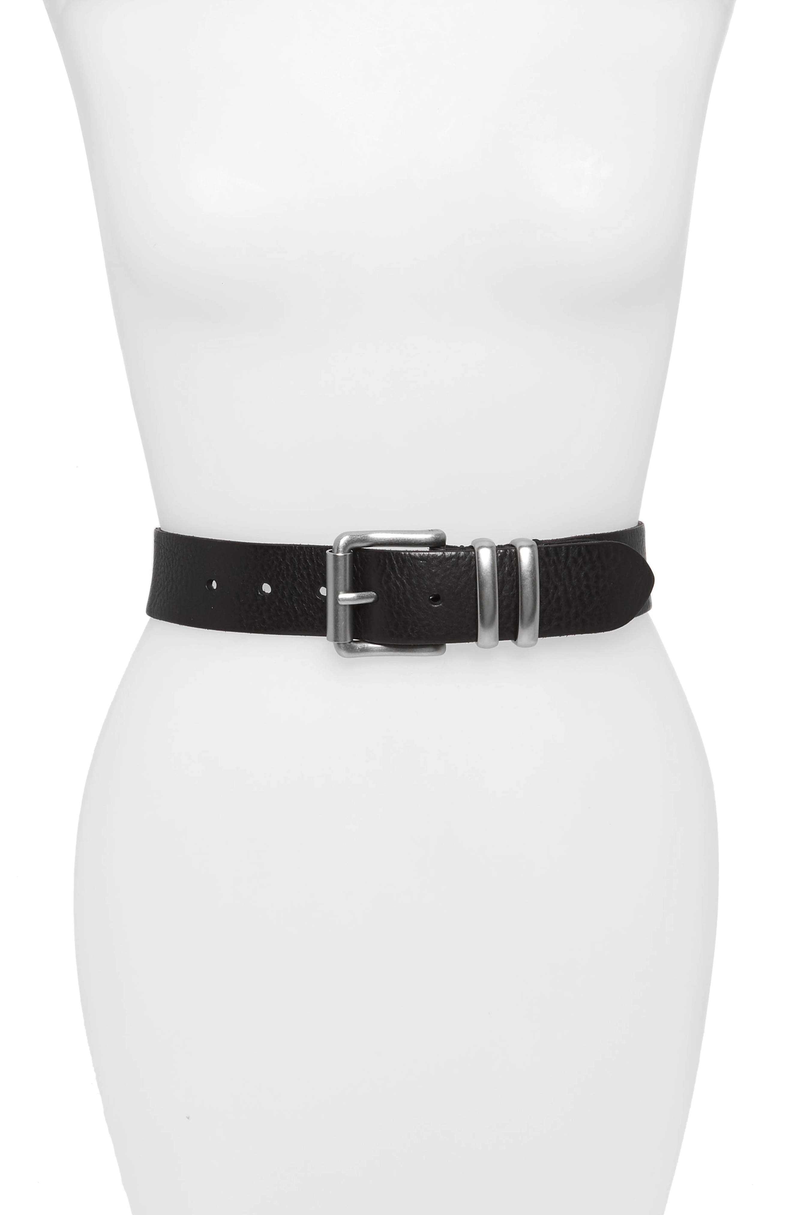 Frye Double Keeper Leather Belt, Black
