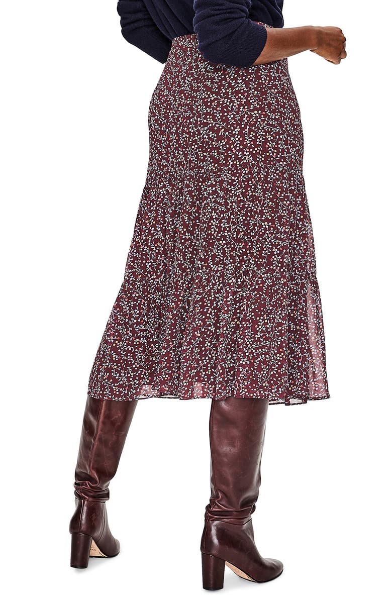 Frome Midi Skirt,
Alternate,
color, DARK BURGUNDY TWINKLE VINE