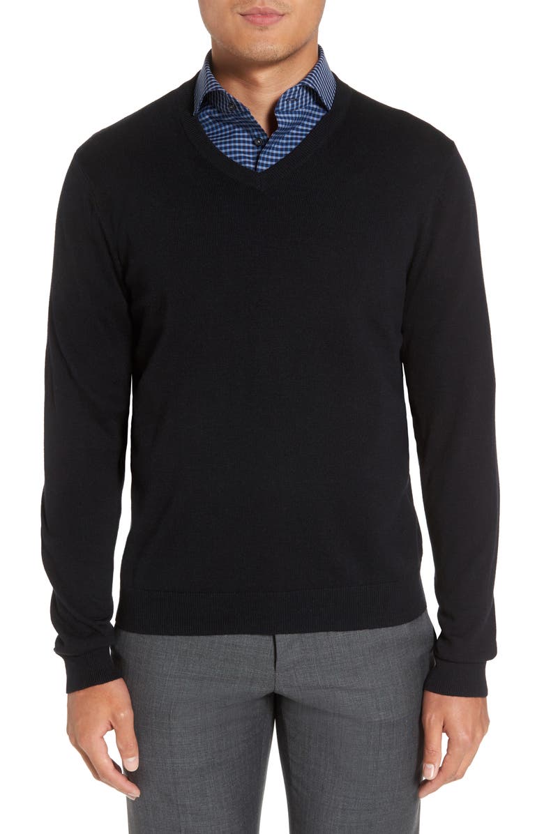 Nordstrom Men's Shop Cotton & Cashmere V-Neck Sweater (Regular & Tall ...