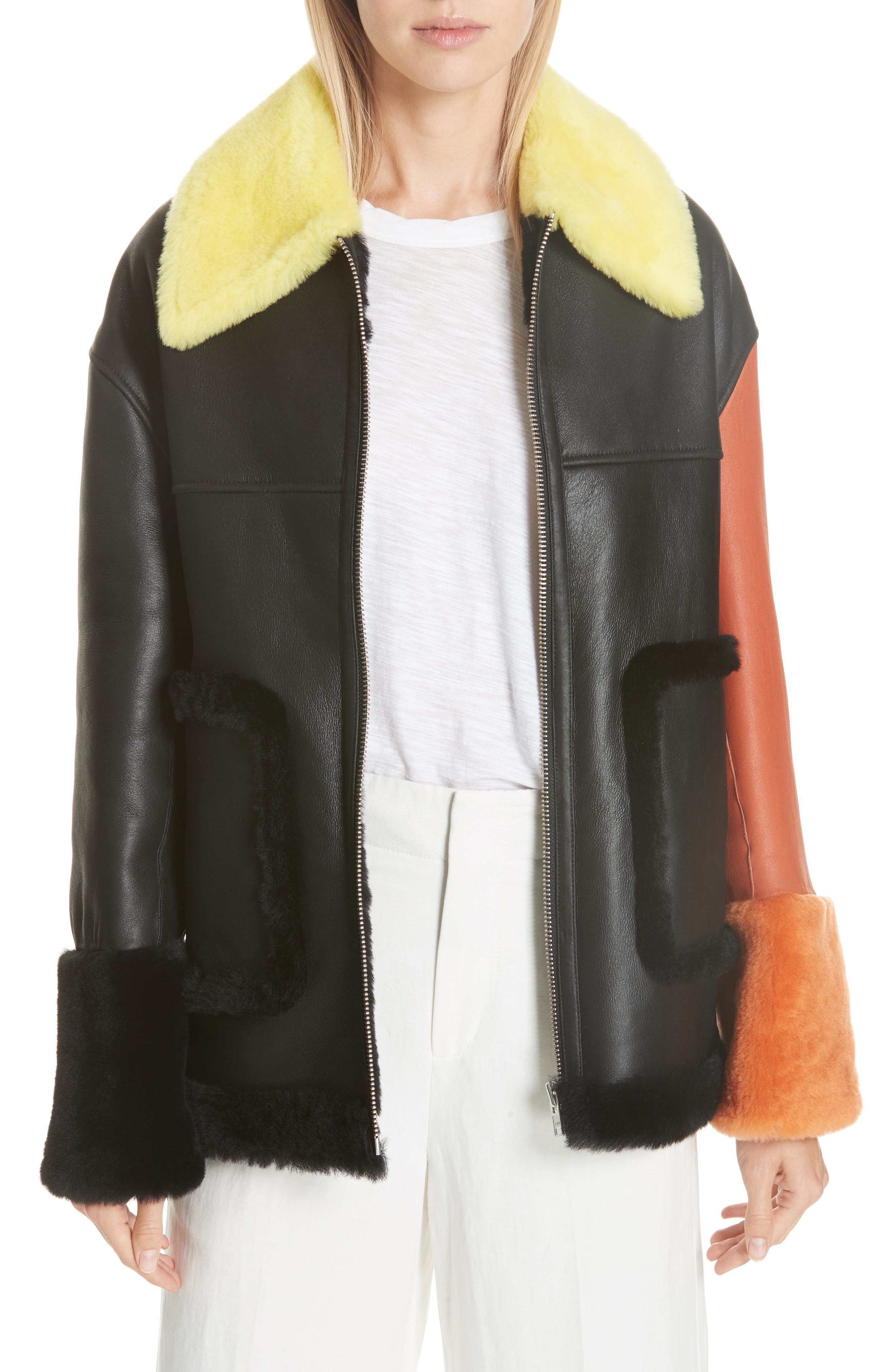 Anne Vest Pea Genuine Shearling Jacket, 4 DE - Black