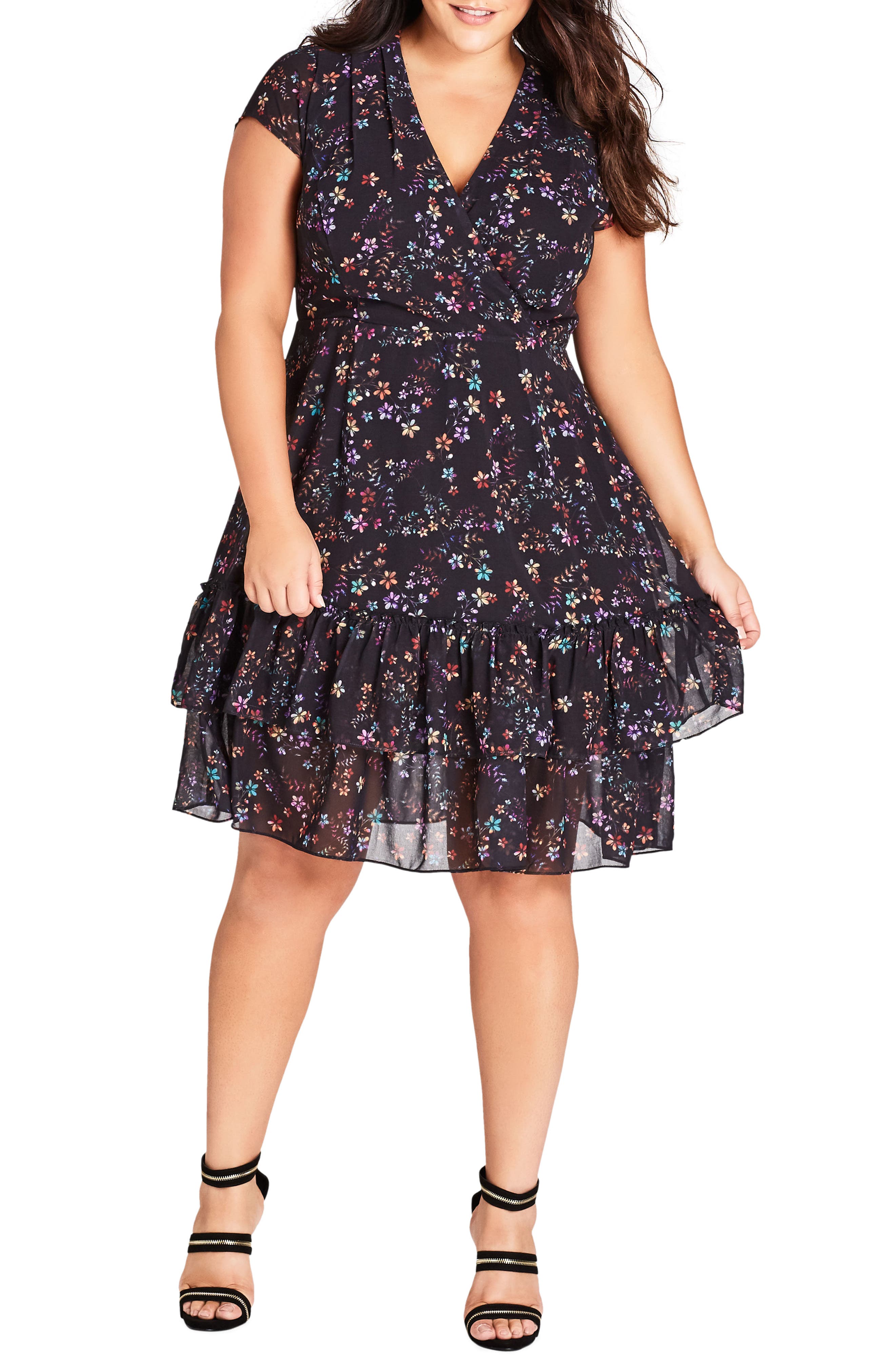 Plus Size City Chic Dreamy Floral Fit & Flare Dress