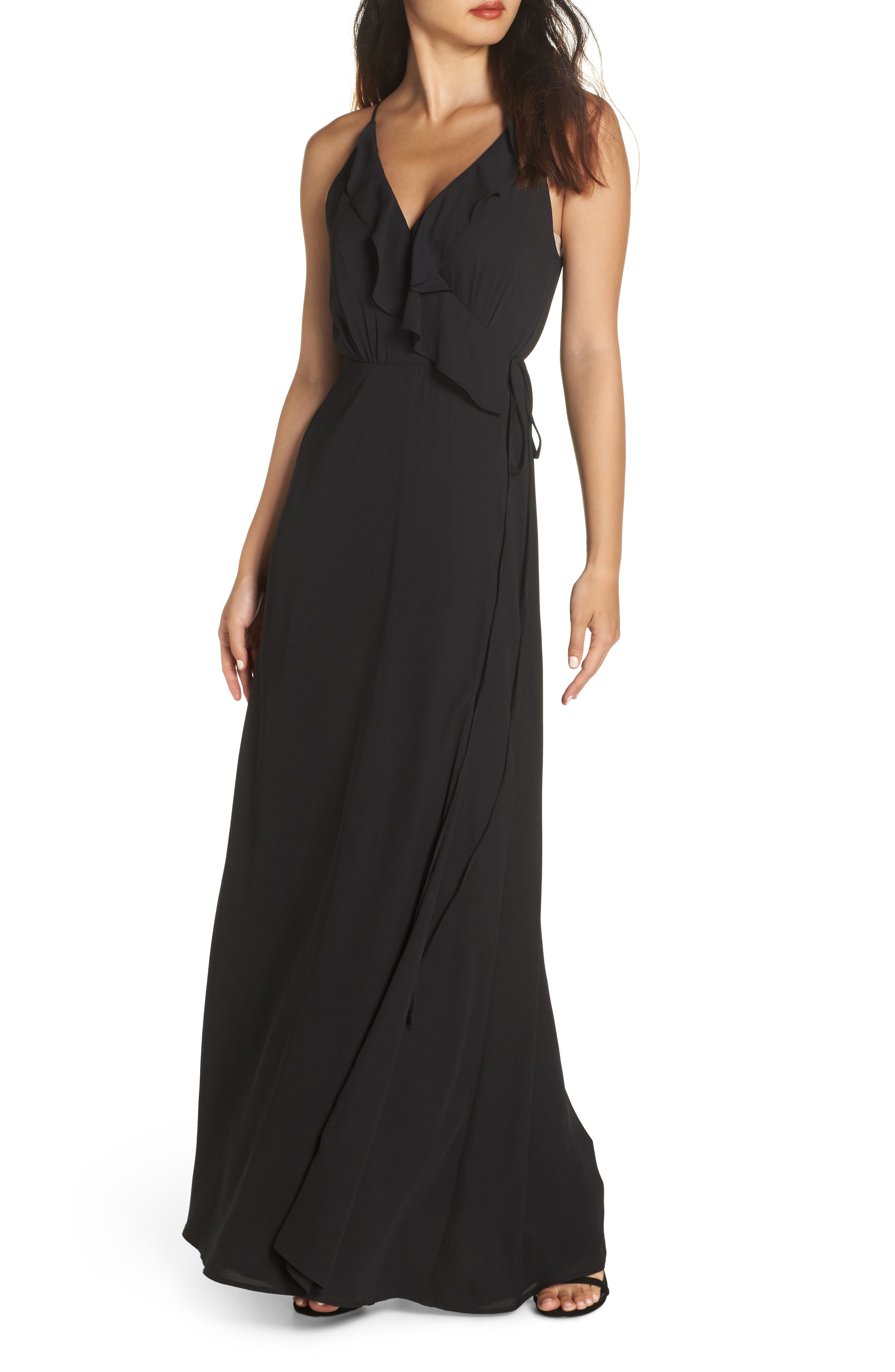Wayf Jamie Ruffle Wrap Gown