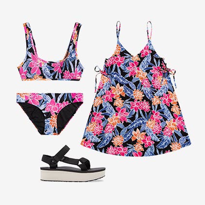 Activewear vacation outfits for men and women.