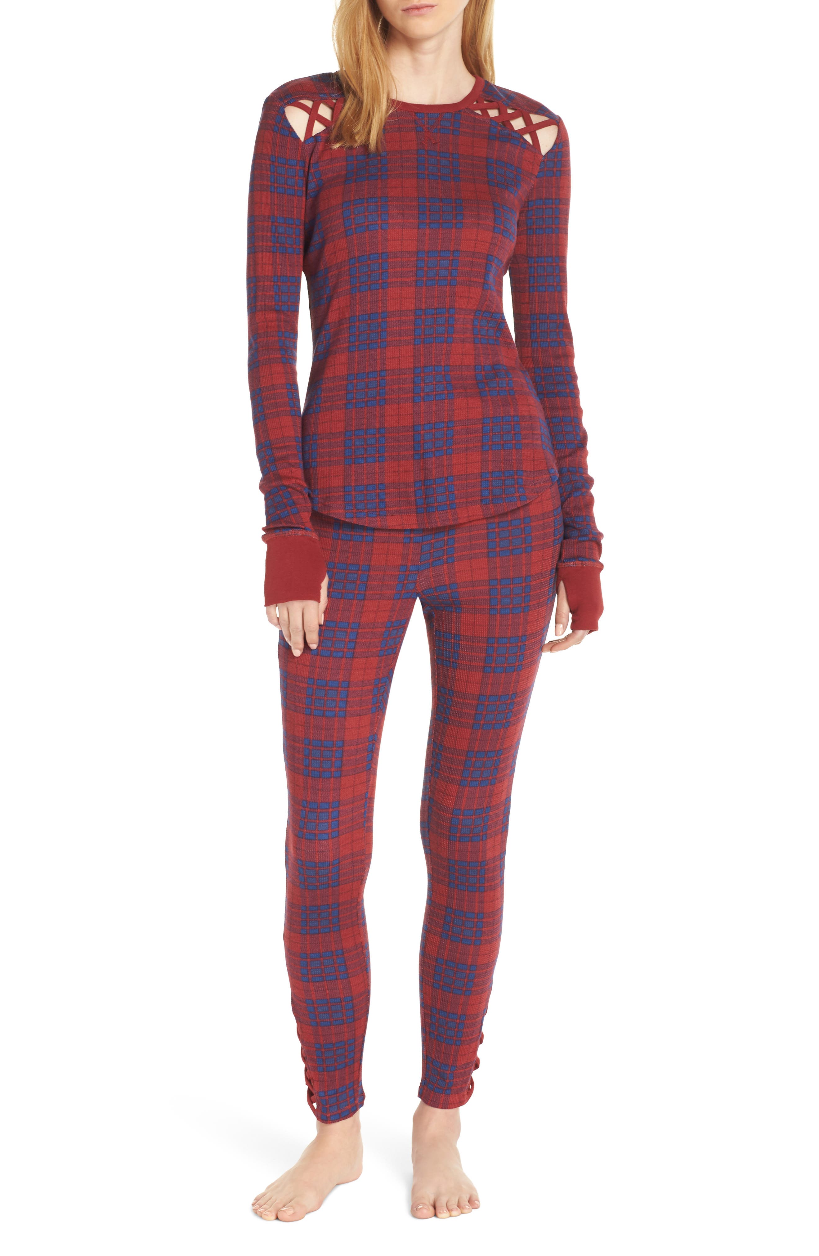 Retrospective Co. Thermal Pajamas, Burgundy
