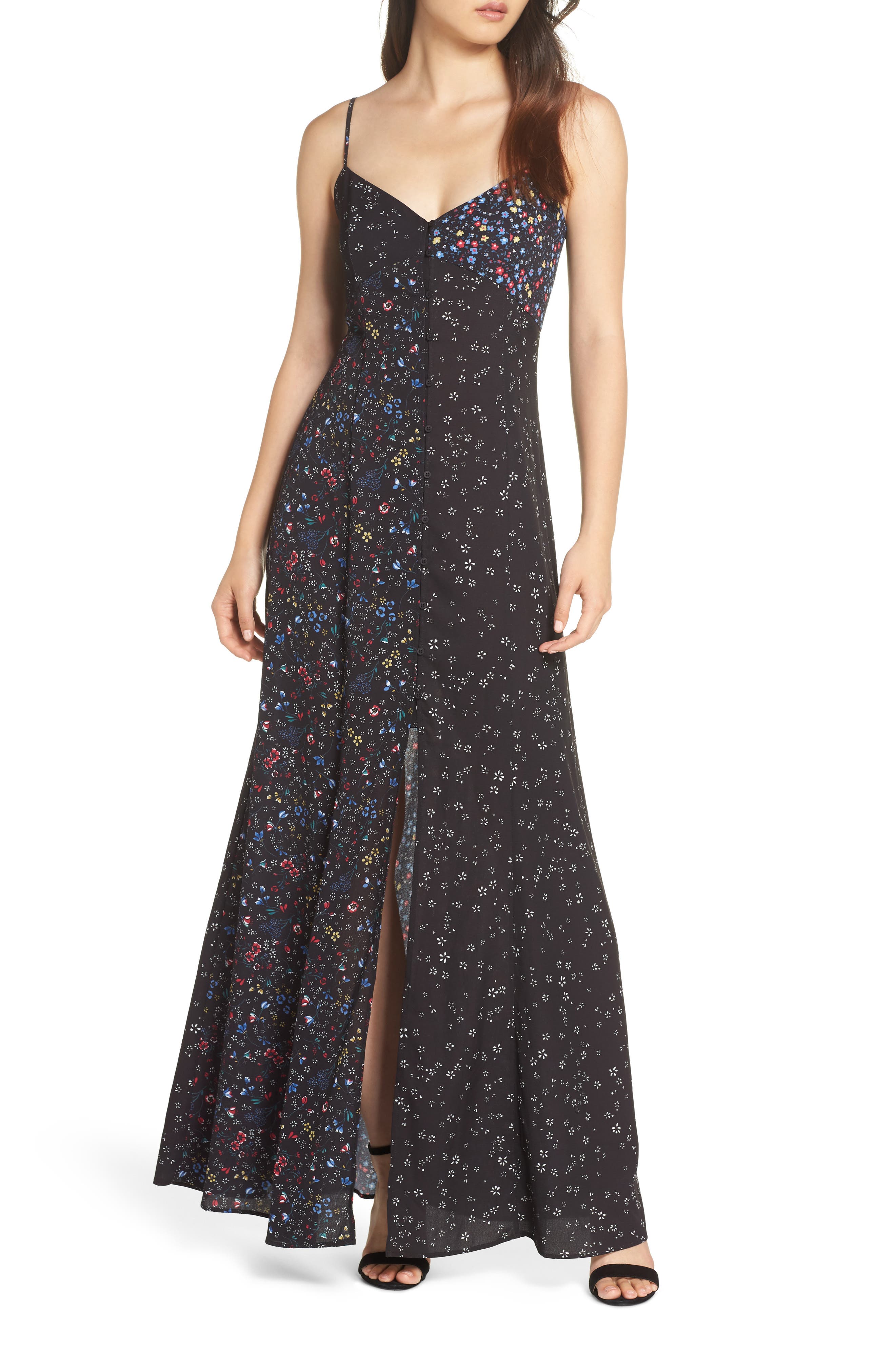 French Connection Aubine Fluid Slip Dress, Black