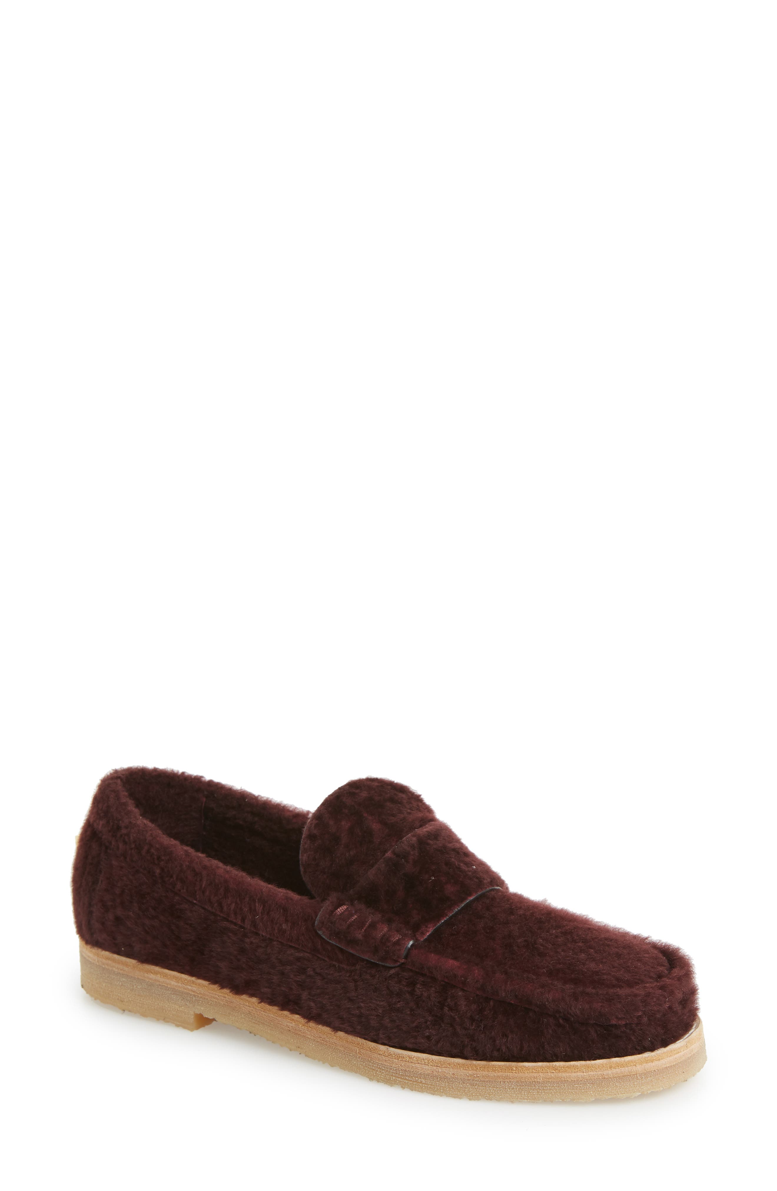 Stuart Weitzman Bromley Genuine Shearling Loafer, Red