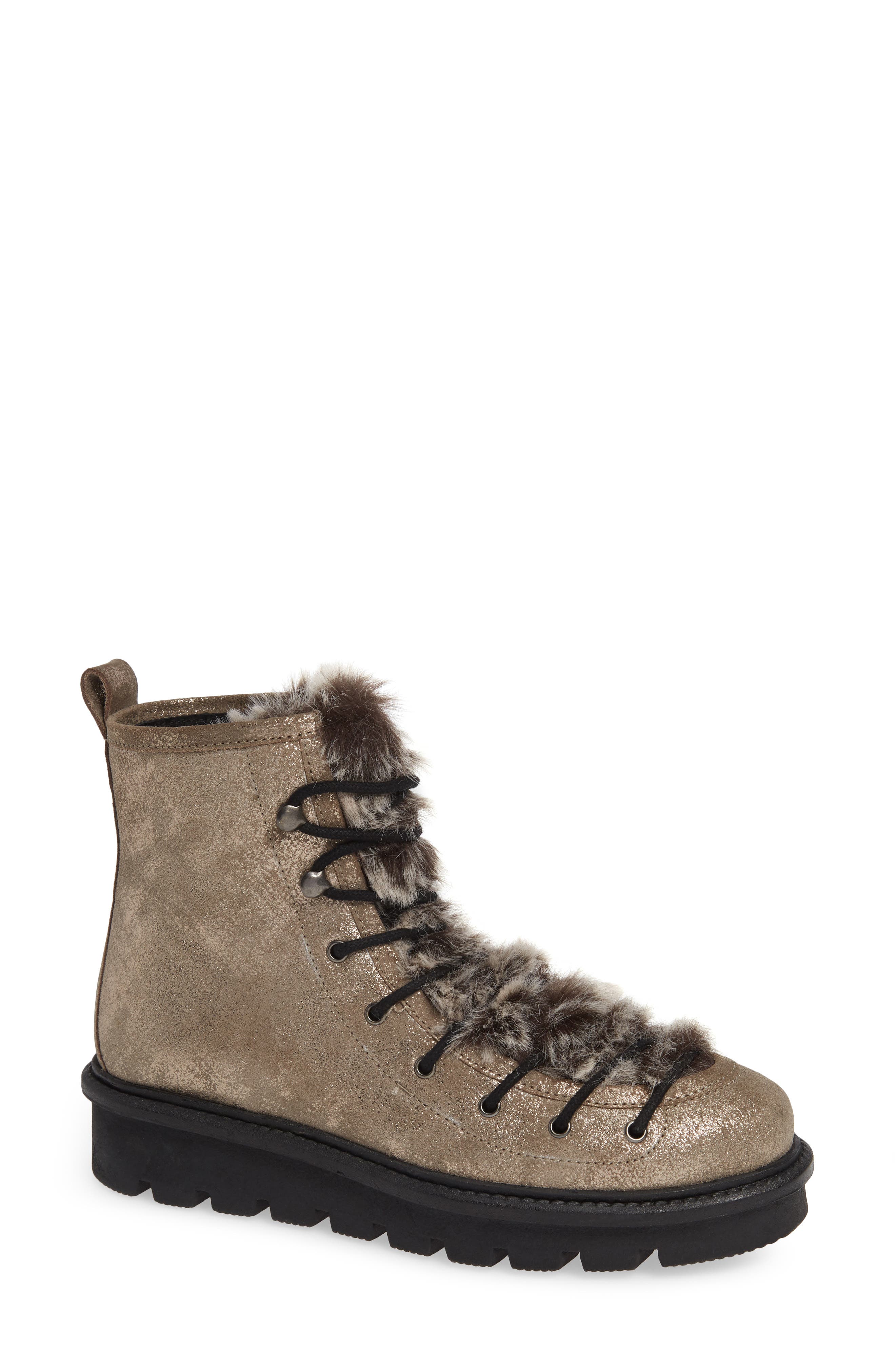 Seychelles Resource Lace-Up Boot With Faux Fur Trim