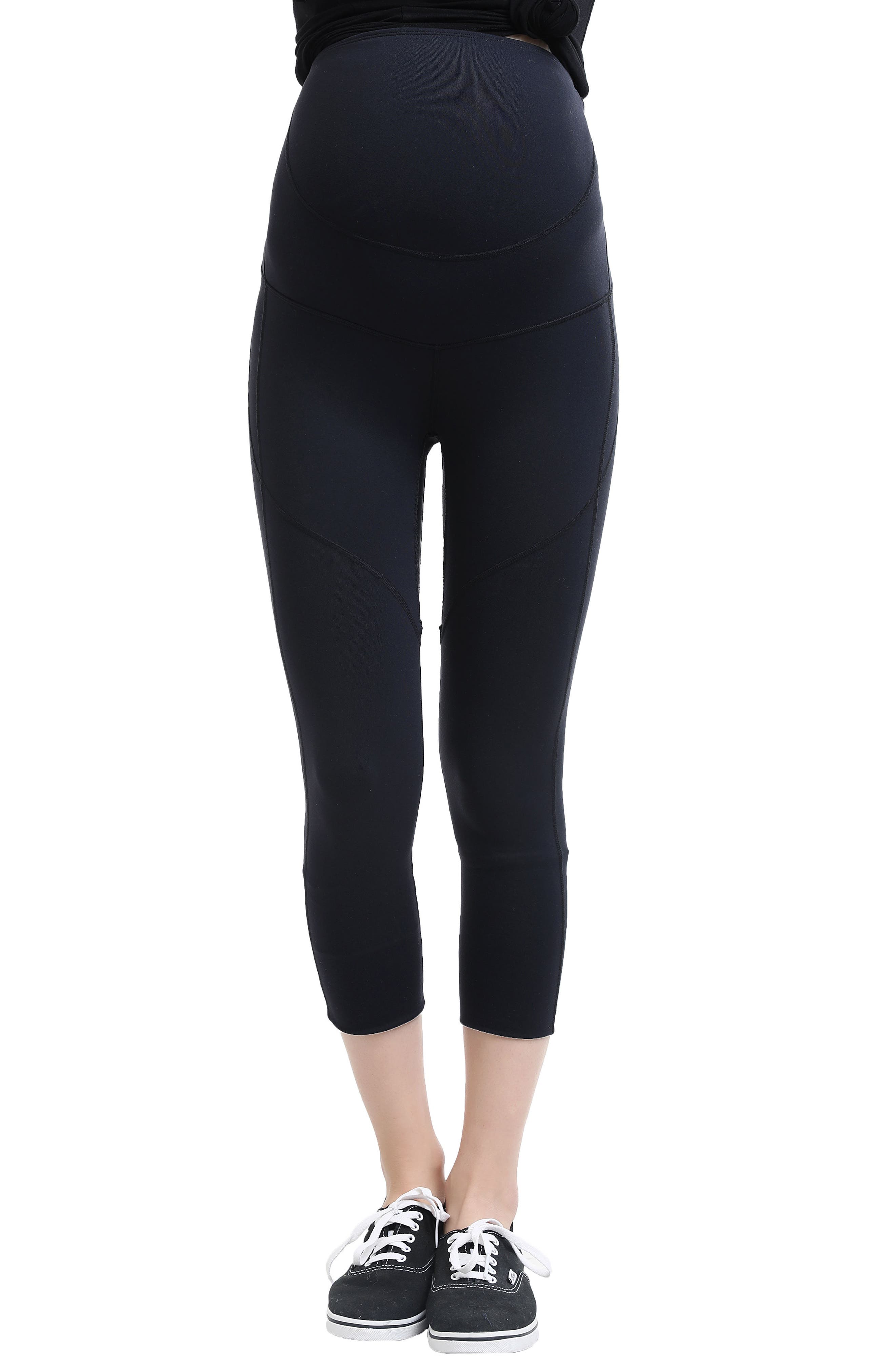 Kimi And Kai Elle High Performance Cropped Maternity Leggings, Black