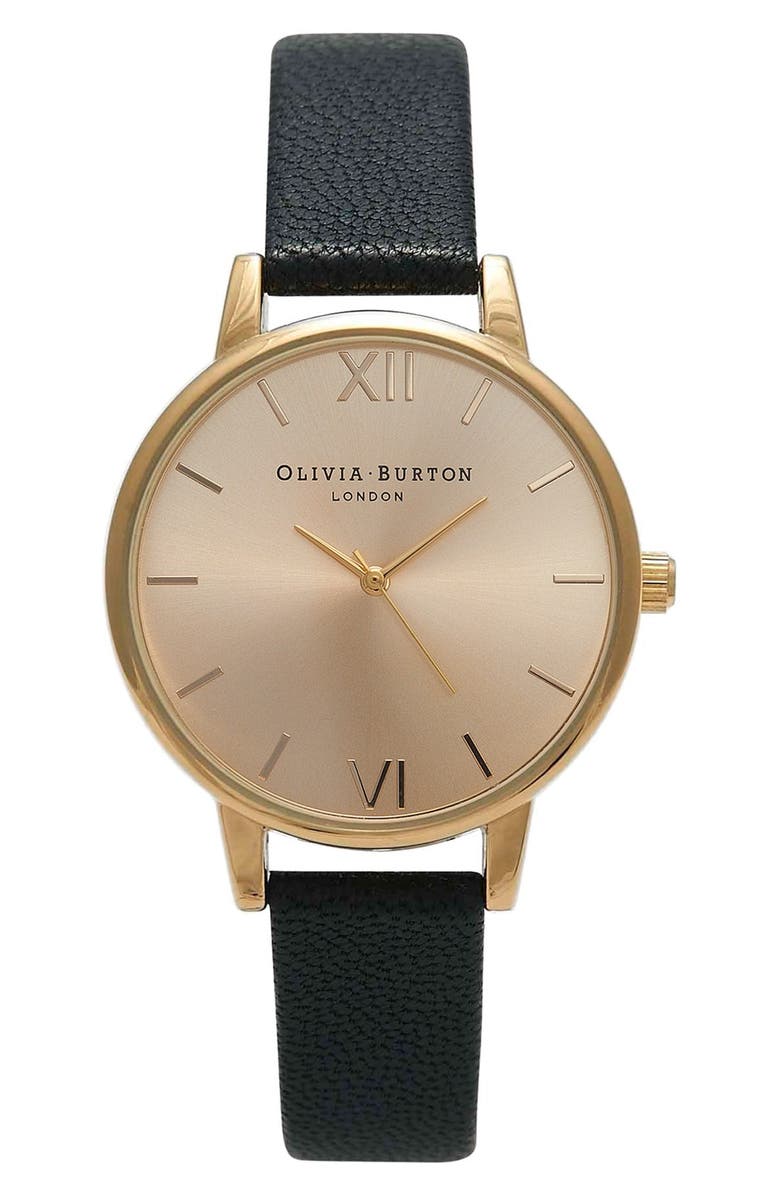 Olivia Burton 'Midi Dial' Leather Strap Watch, 30mm | Nordstrom
