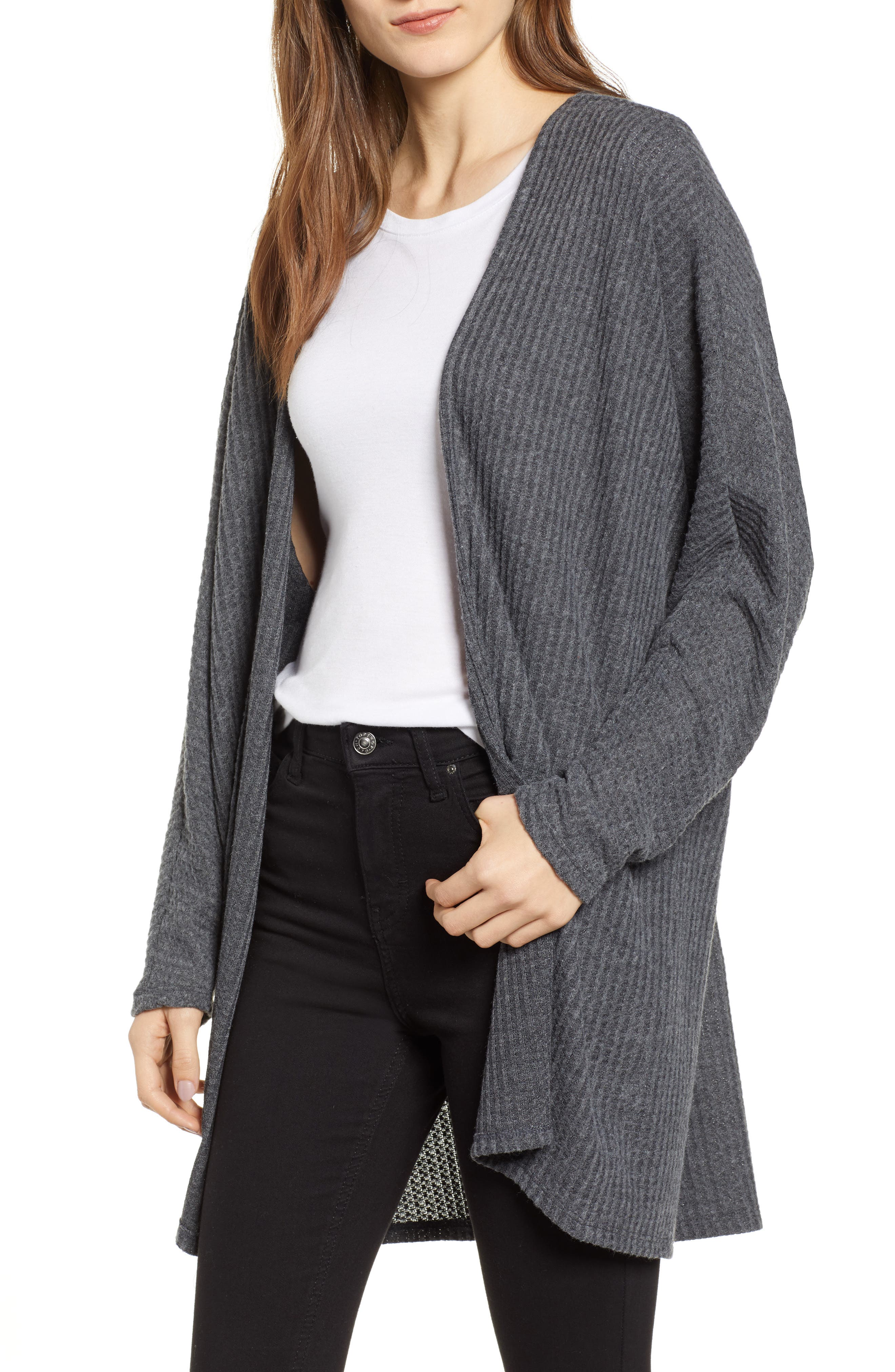Project Social T Keep It Casual Thermal Cardigan, Grey