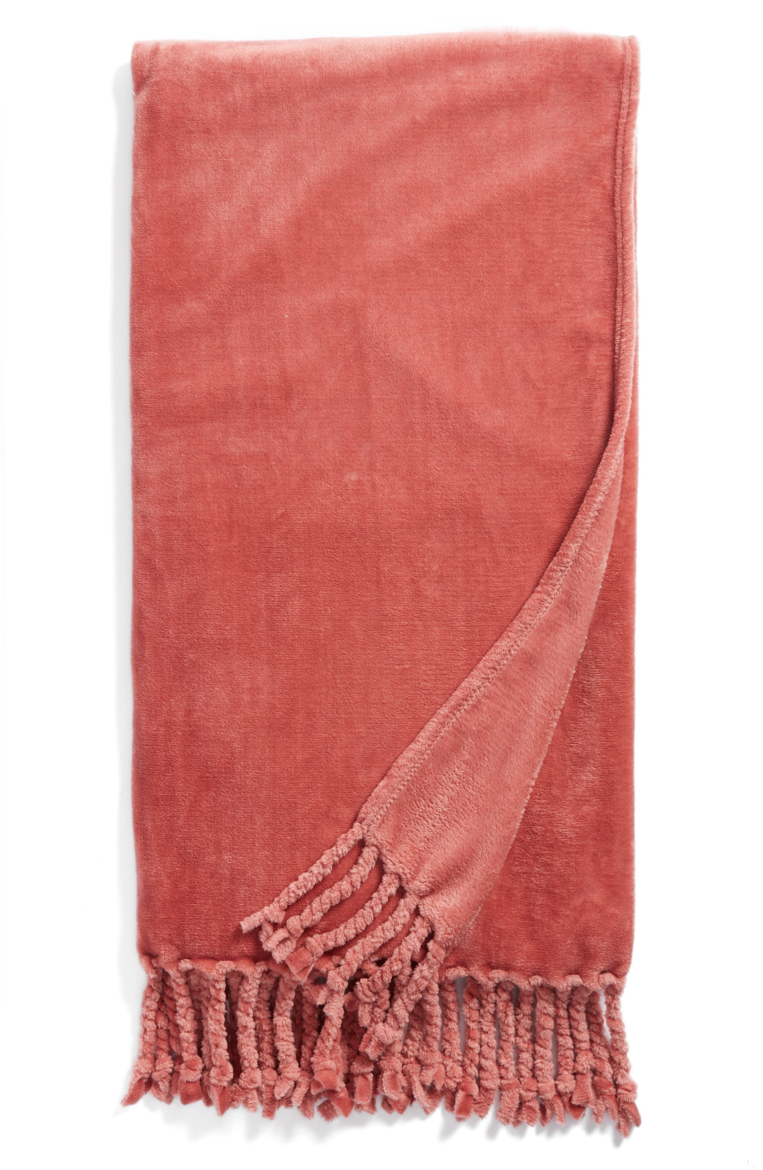 Kennebunk Bliss Plush Throw,
                        Main,
                        color, PINK BRICK