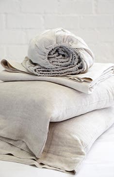 Linen sheets and pillowcases.