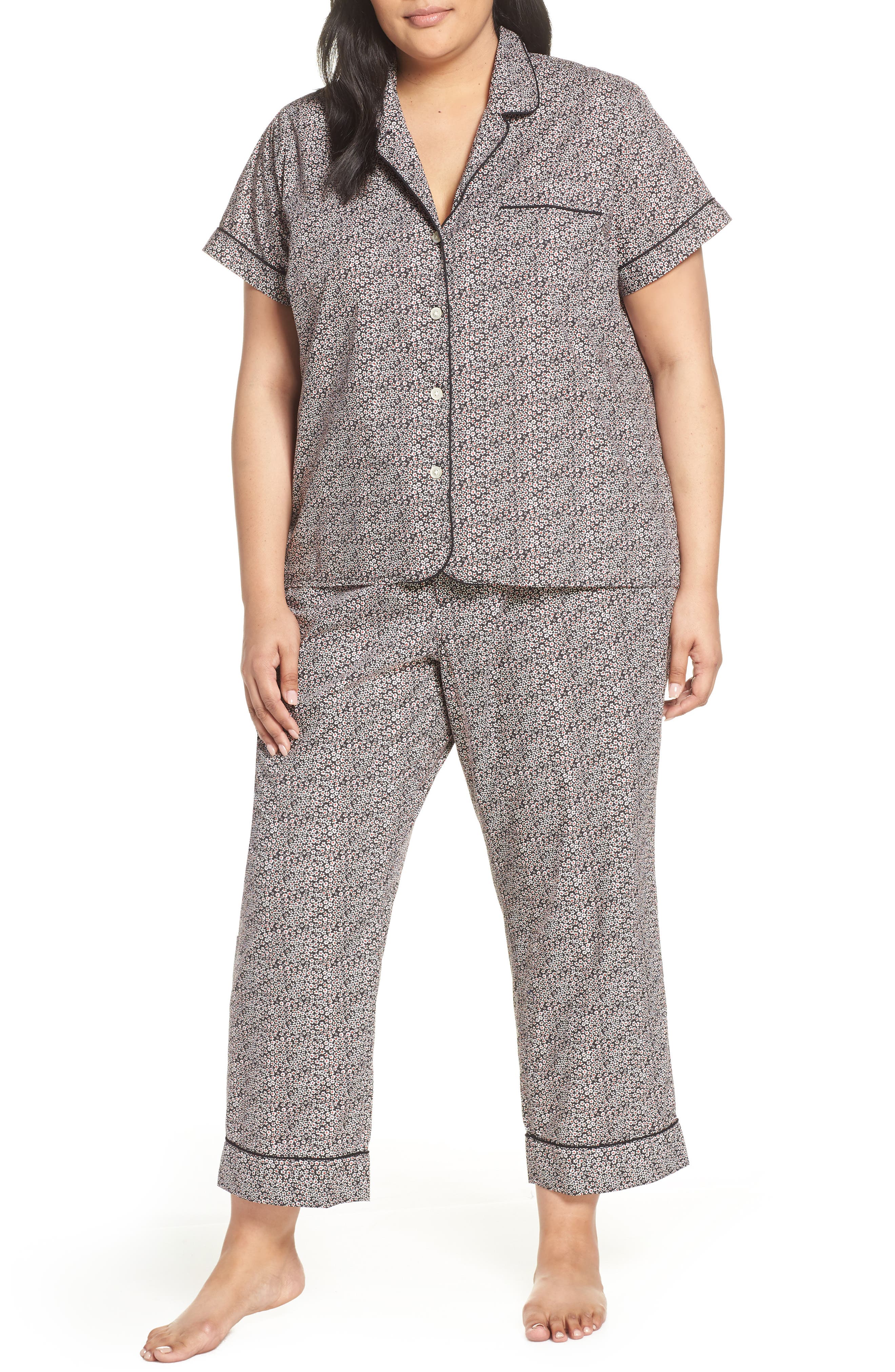Plus Size J.crew Ditsy Dot Short Pajamas, Black