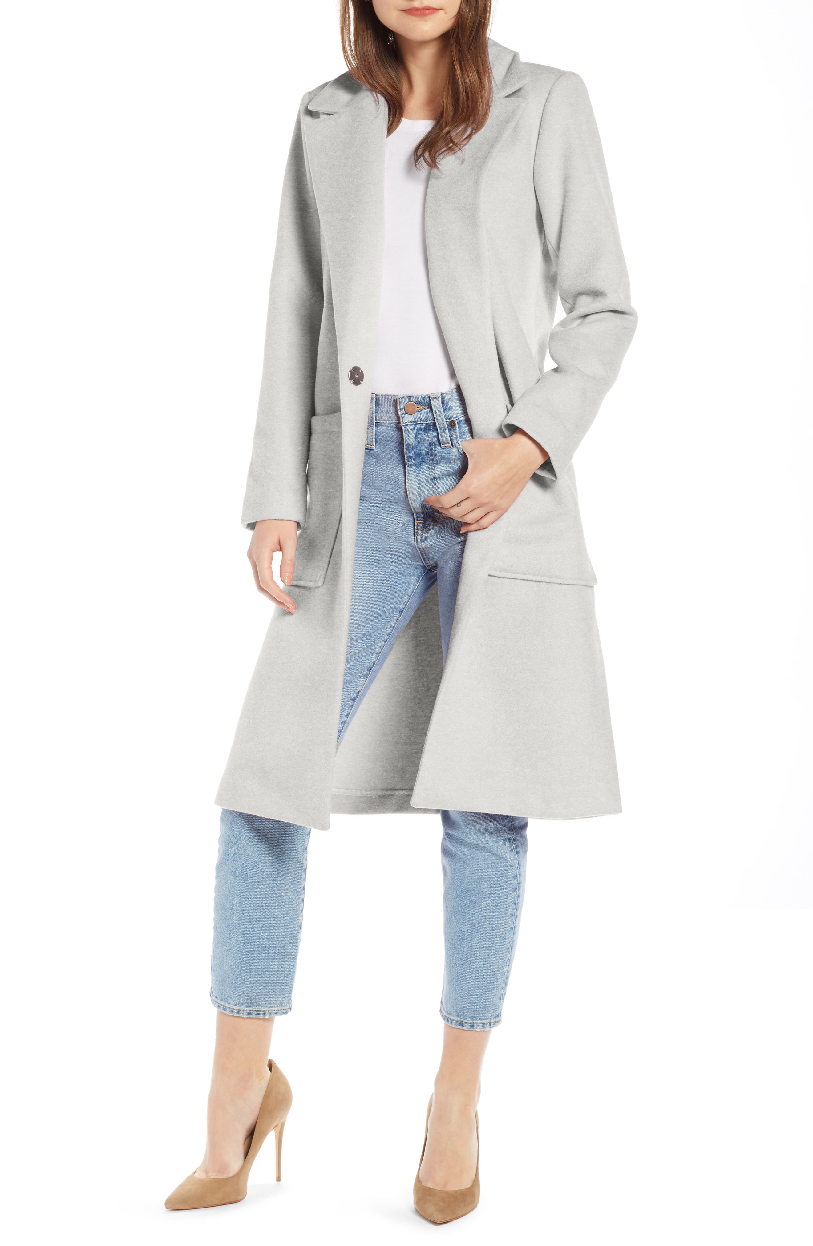 Something Navy Patch Pocket Coat, Grey