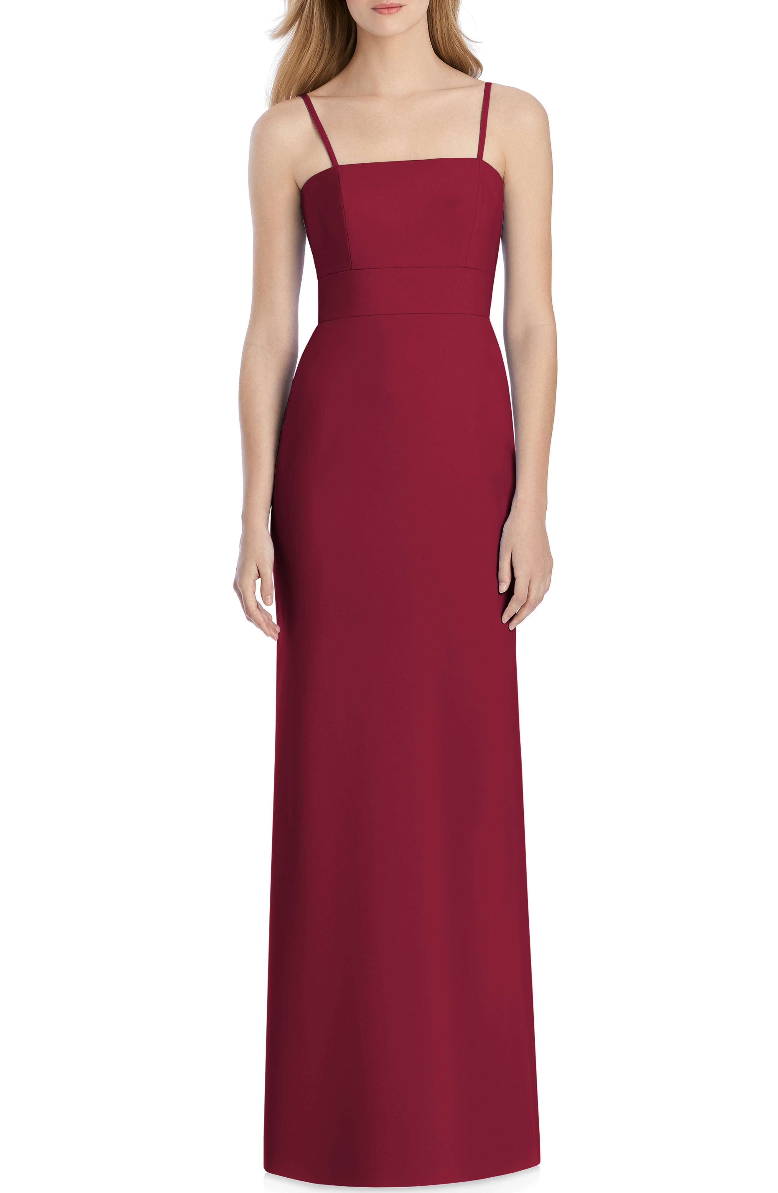Lela Rose Bridesmaid Bow Back Crepe Gown, Red