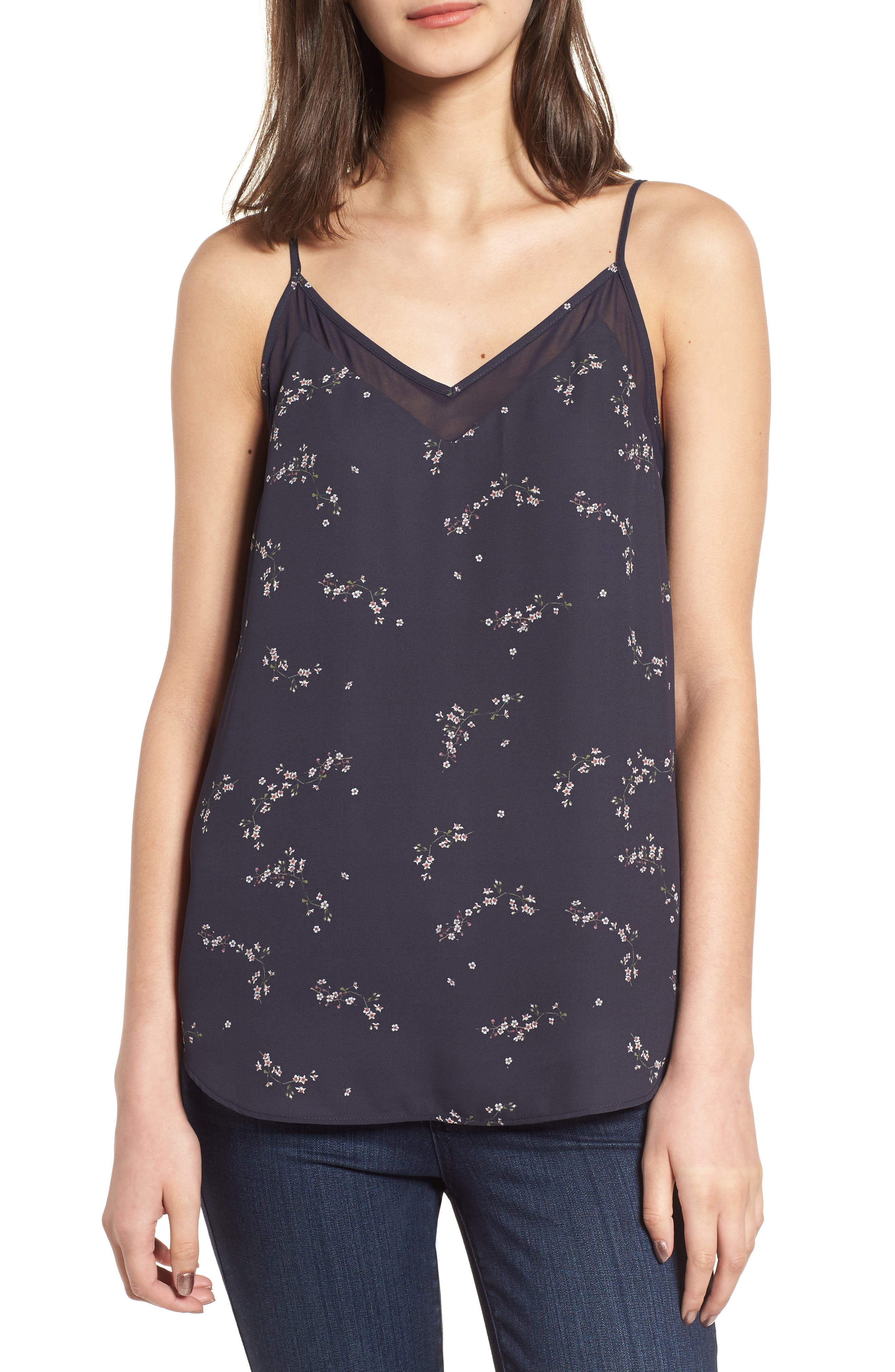 1.state Chiffon Inset Camisole, Blue