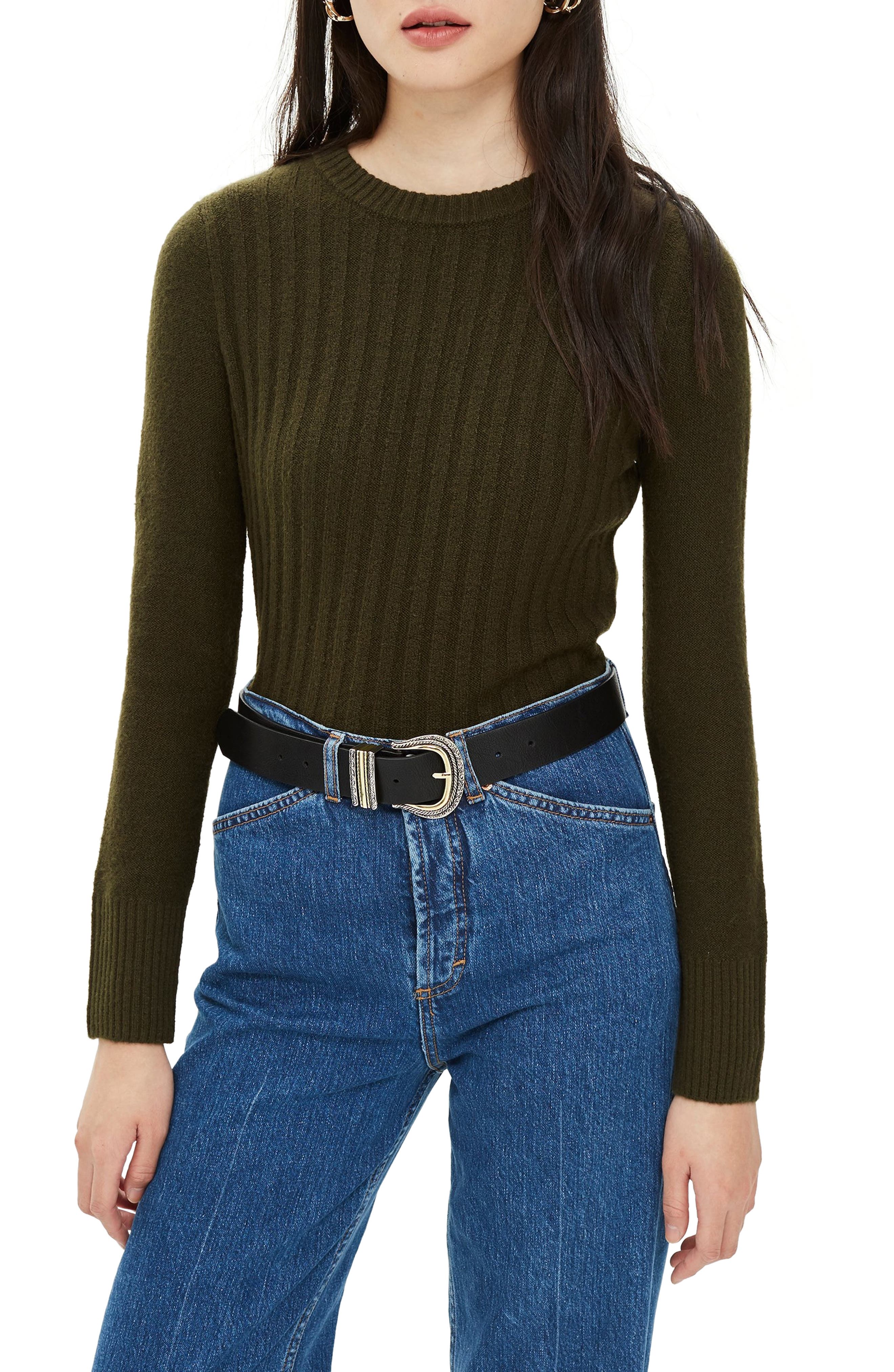 Topshop Rib Sweater, US (fits like 6-8) - Green