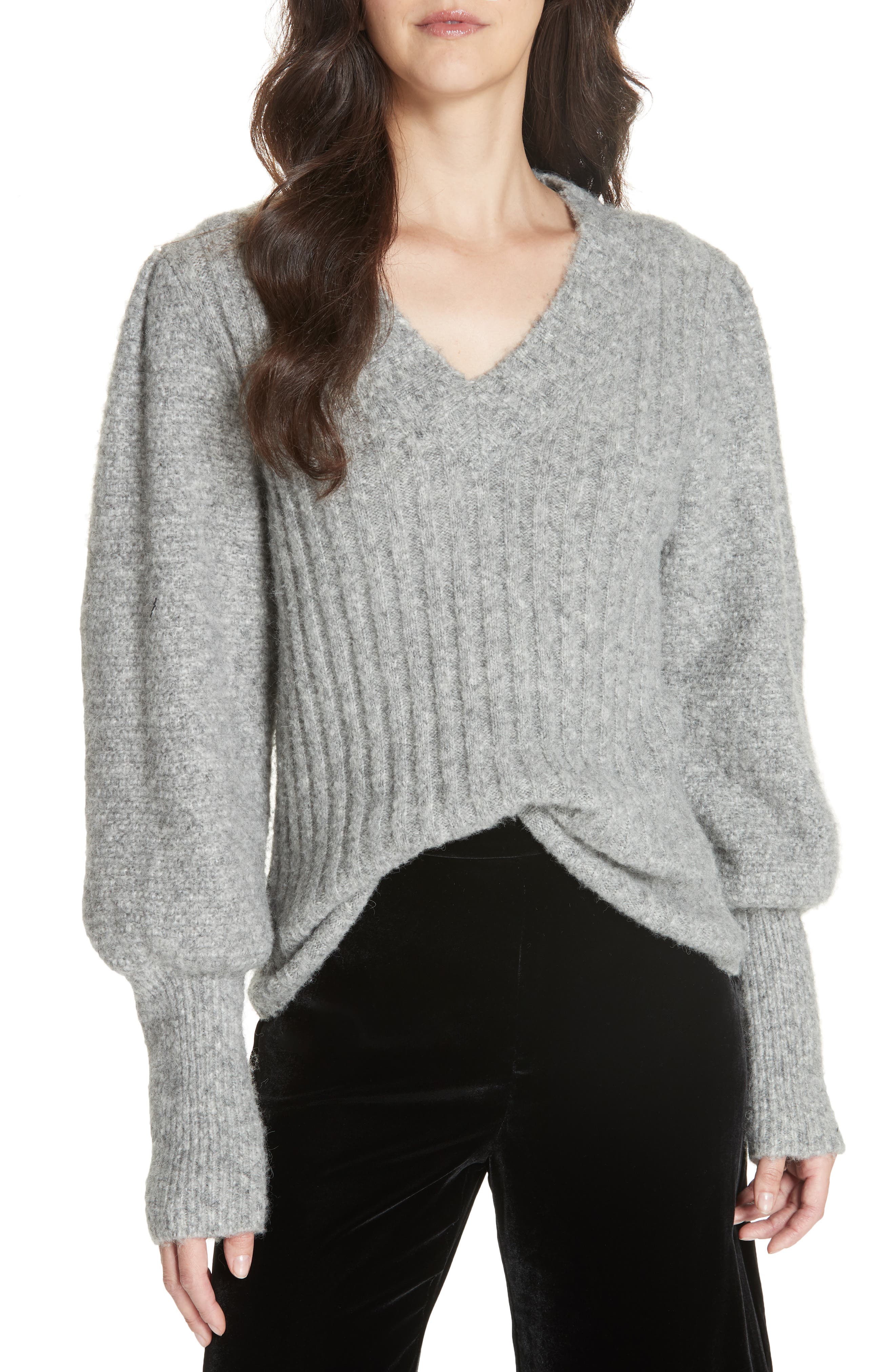 Rebecca Taylor Lofty Alpaca Wool Blend Sweater, Grey