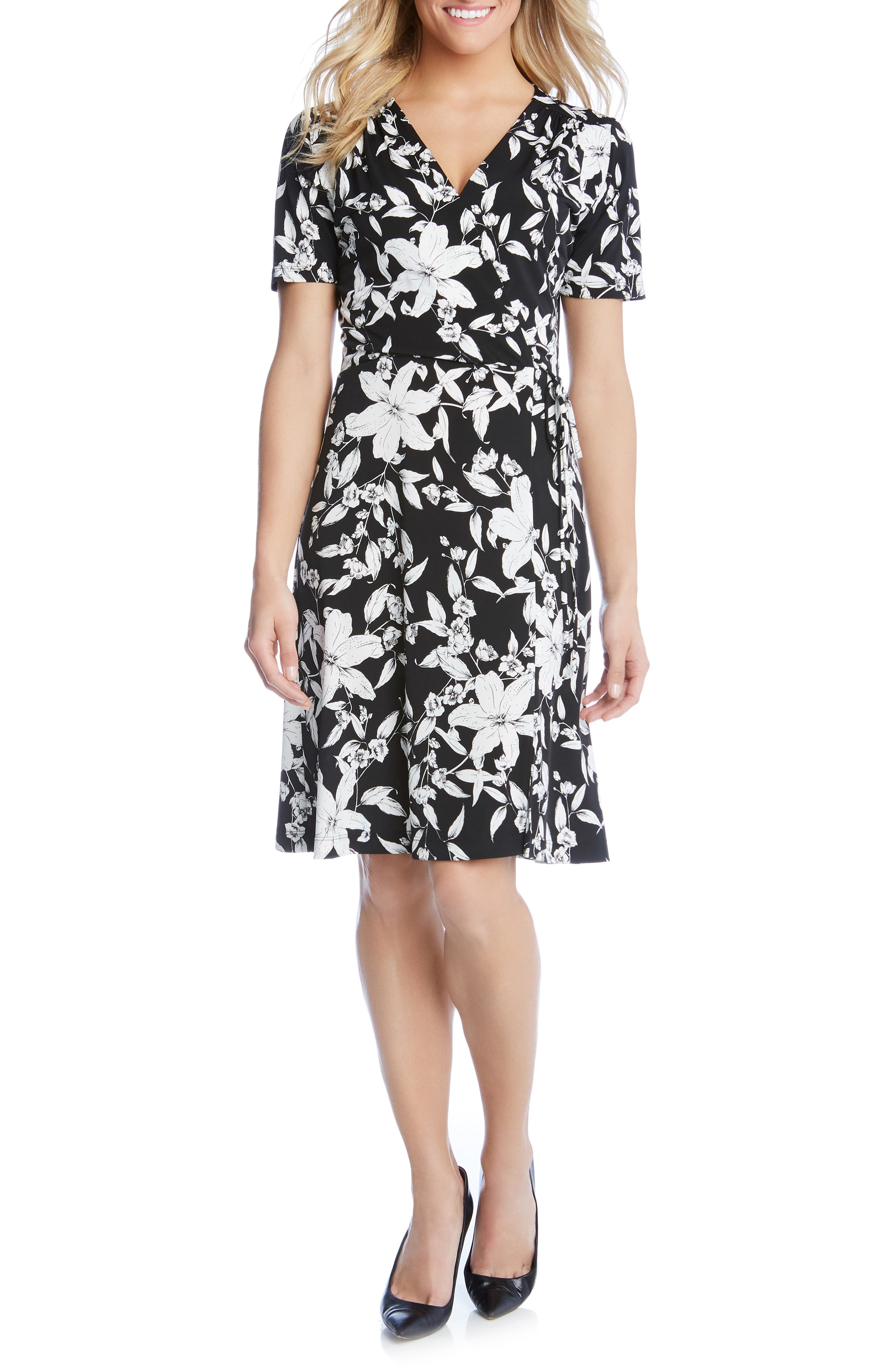 Karen Kane Faux Wrap Dress, Black