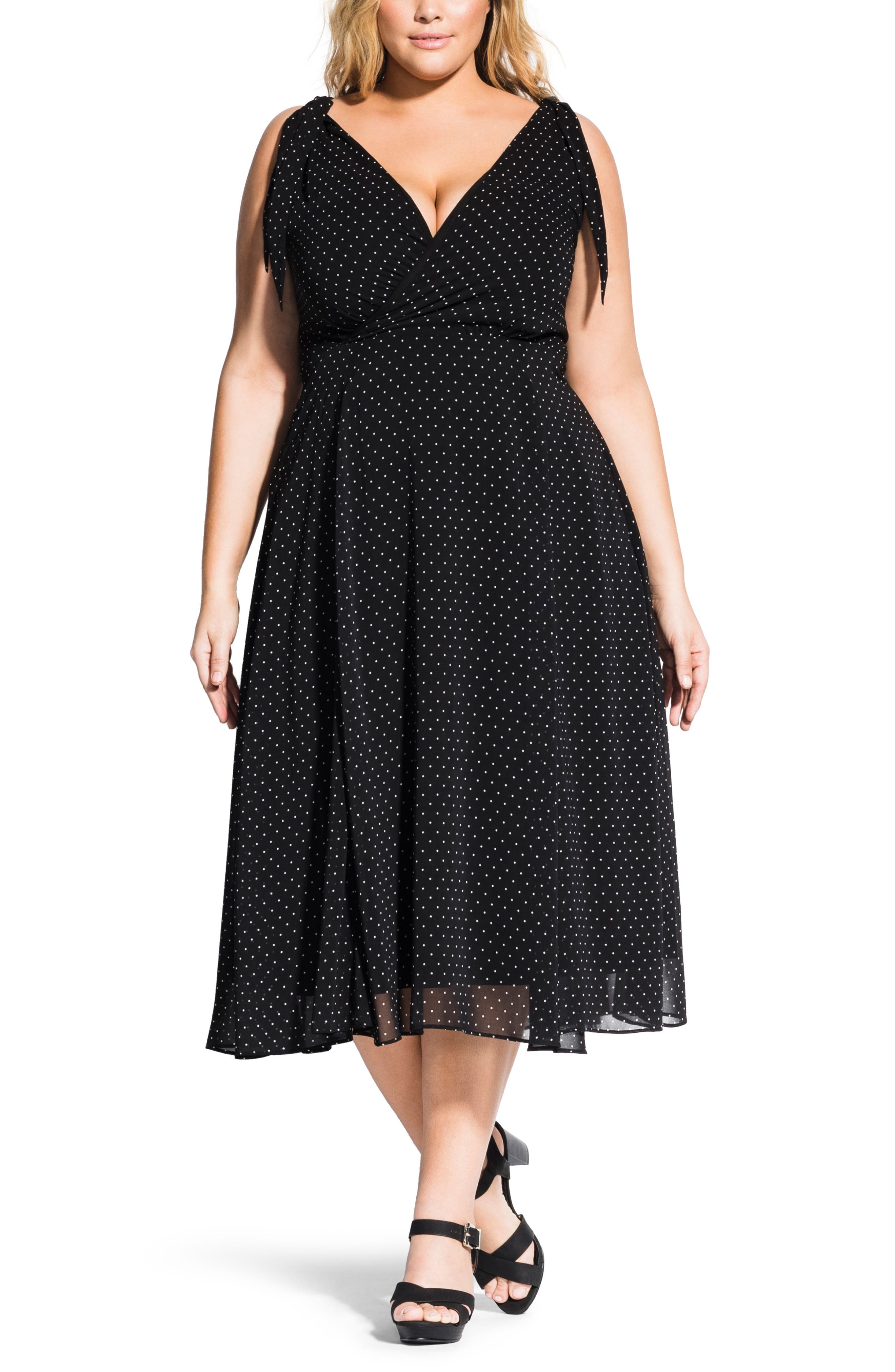 Plus Size City Chic Alika Spot Chiffon Dress, White