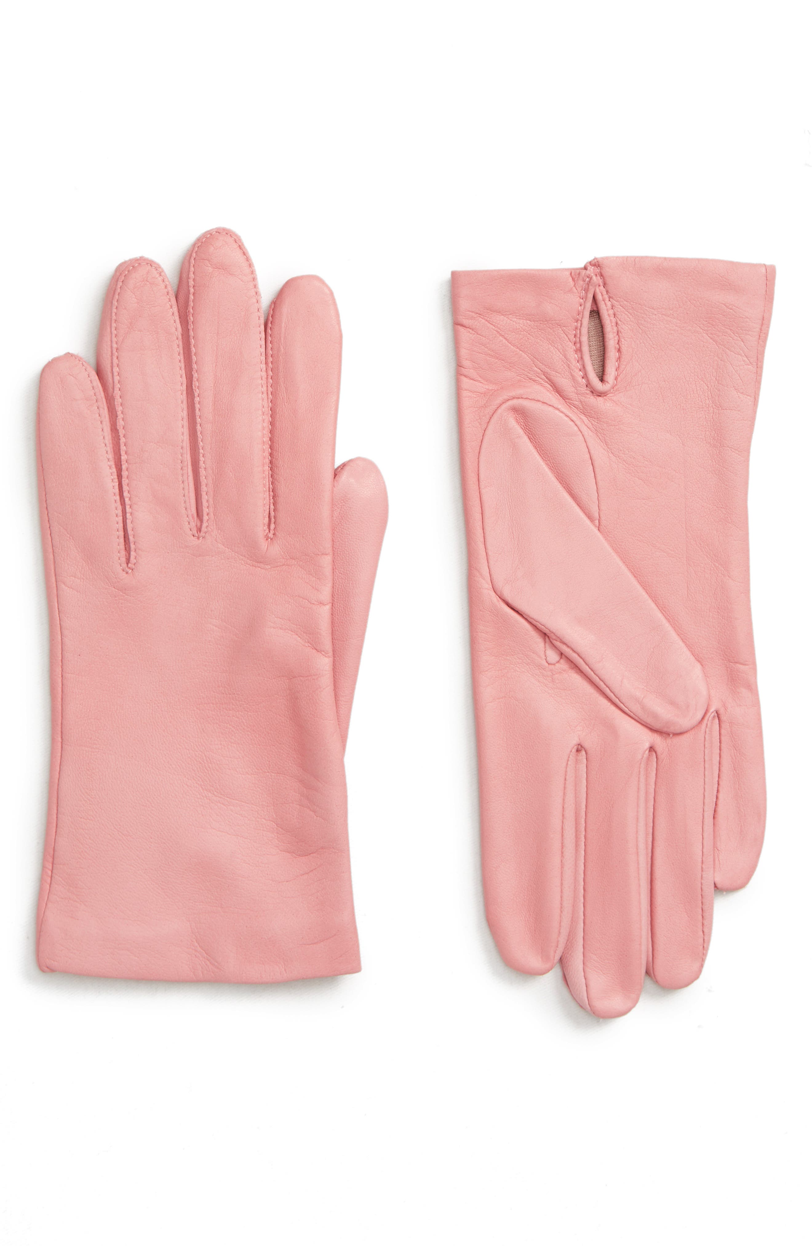 Nordstrom Lambskin Leather Gloves, Pink