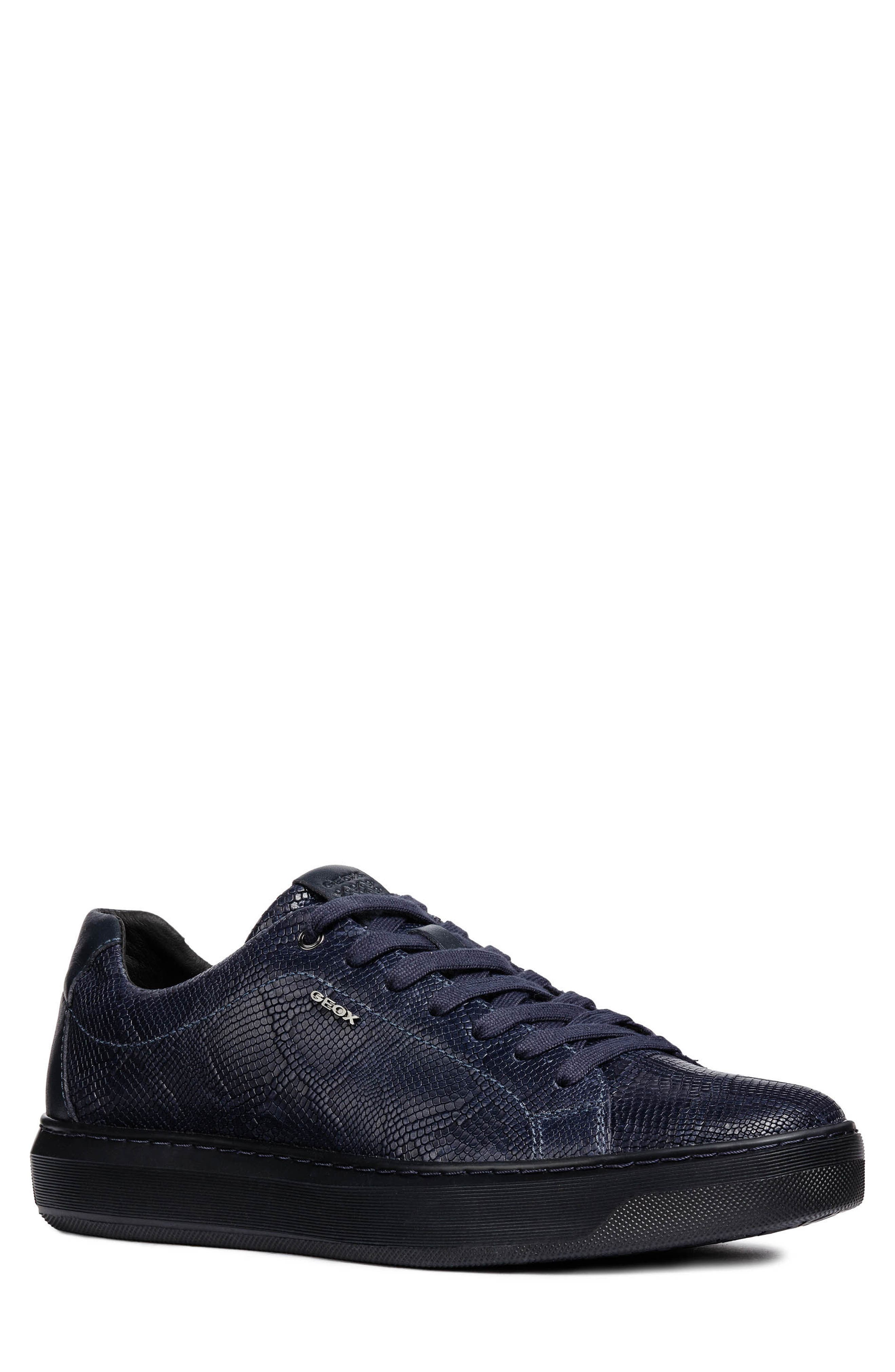 Geox Deiven 7 Snake Embossed Low Top Sneaker, Blue
