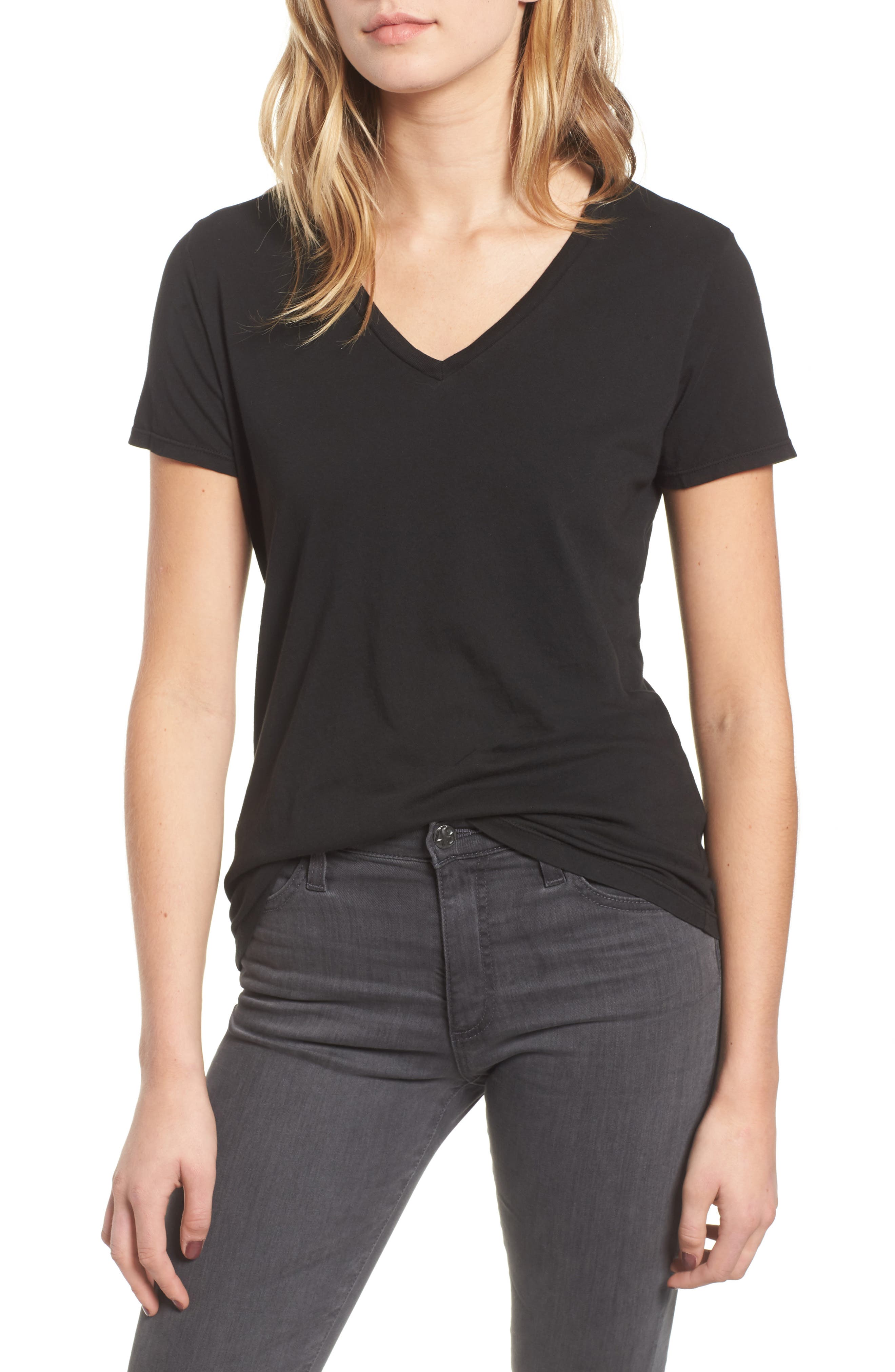 Amour Vert Nico V-Neck Tee, Black