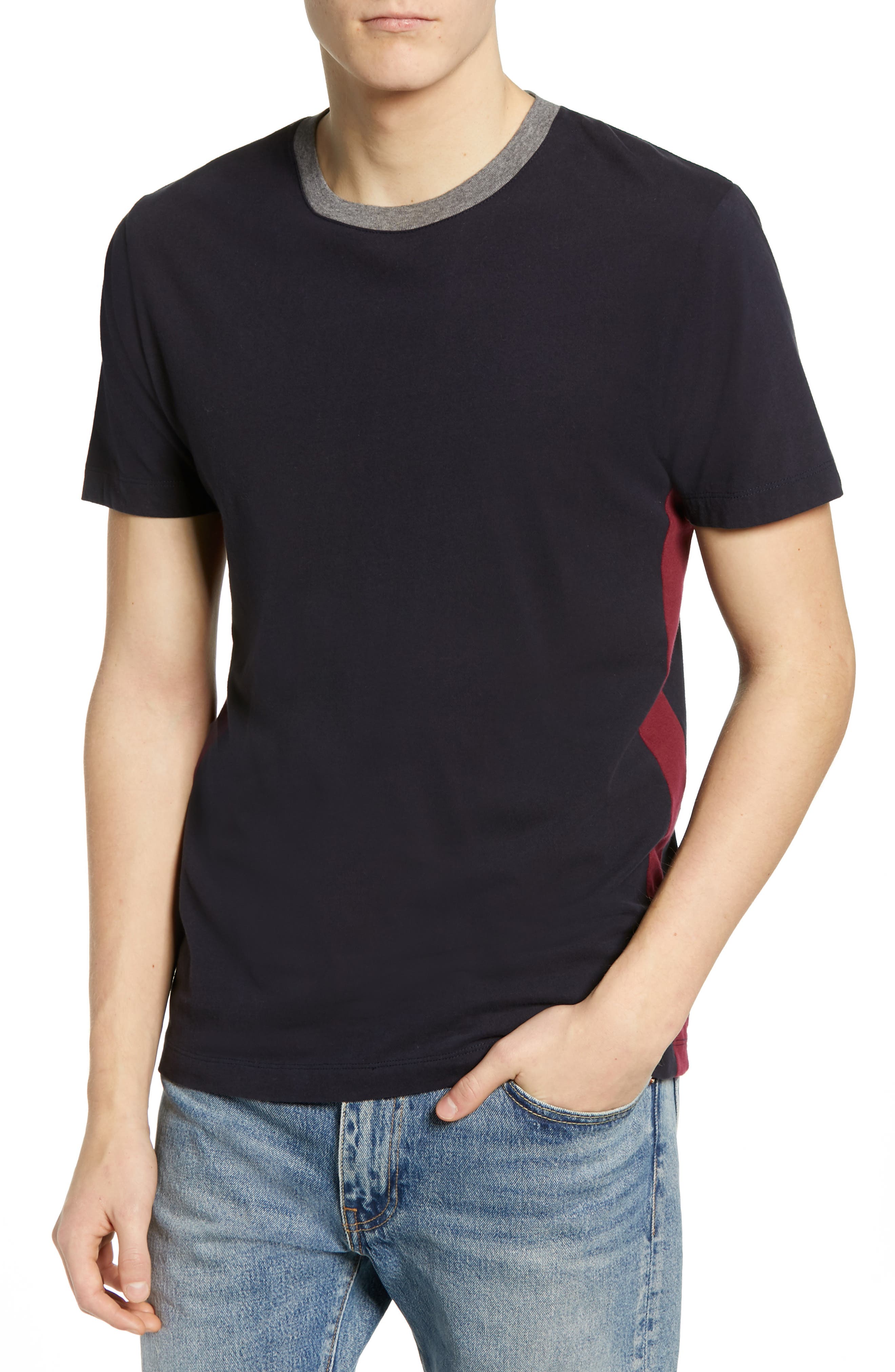 French Connection Block Side Panel T-Shirt, Blue