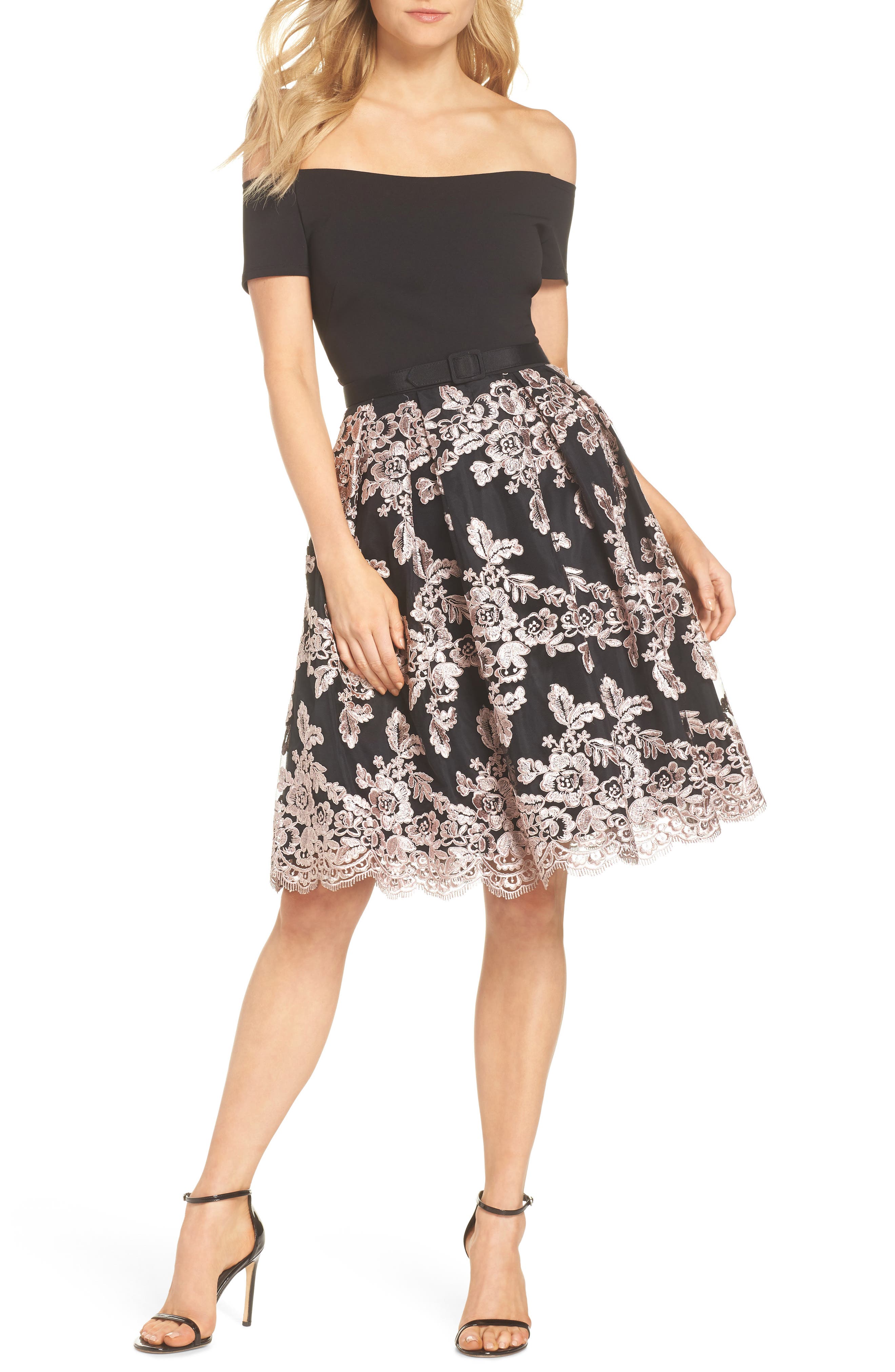 Eliza J Off The Shoulder Party Dress, Black