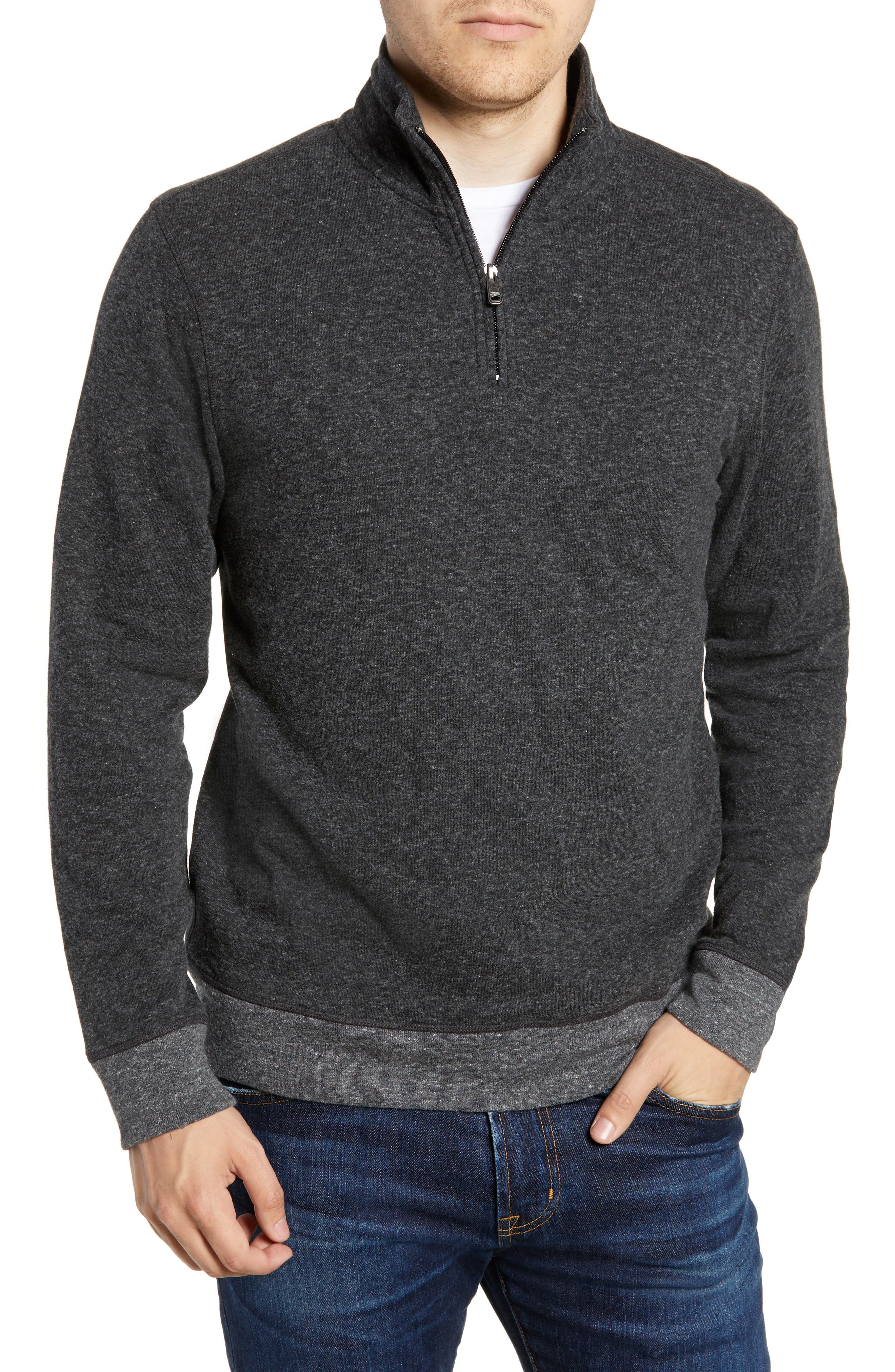 Faherty Dual Knit Regular Fit Quarter Zip Pullover