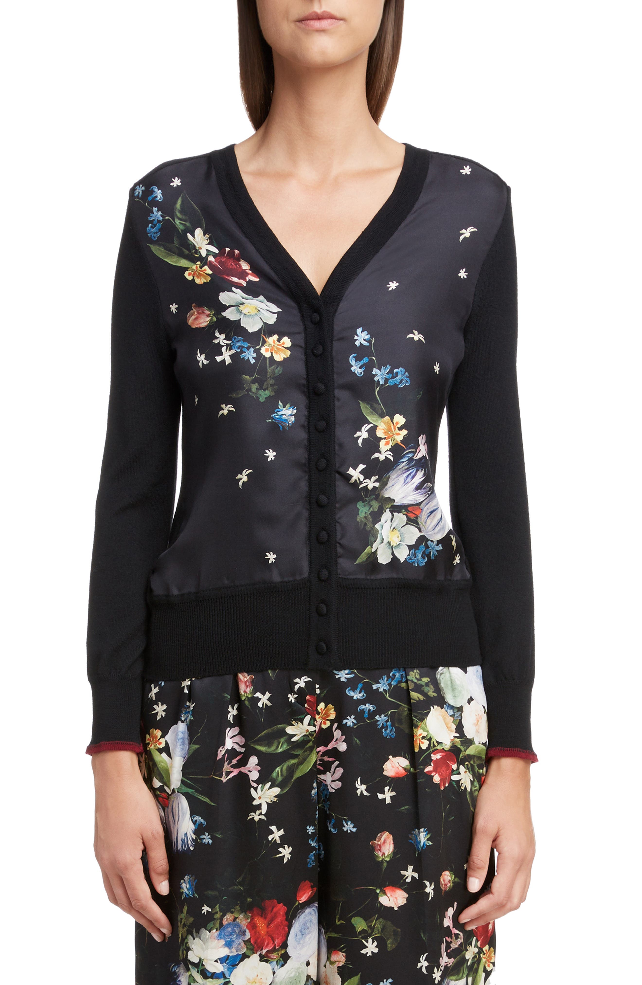 Erdem Floral Merino & Silk Wool Cardigan