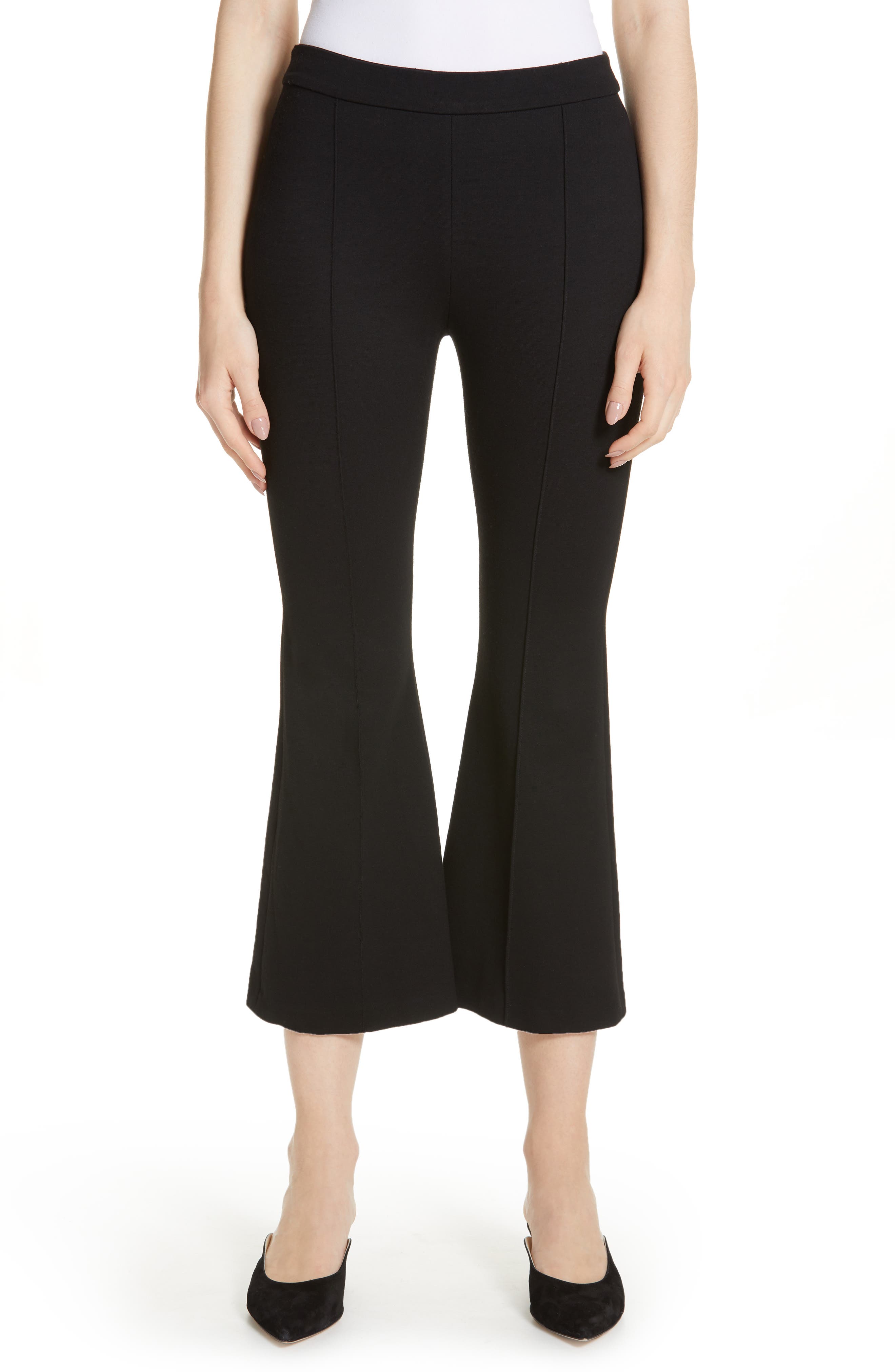 Rosetta Getty Crop Flare Jersey Pants, Black